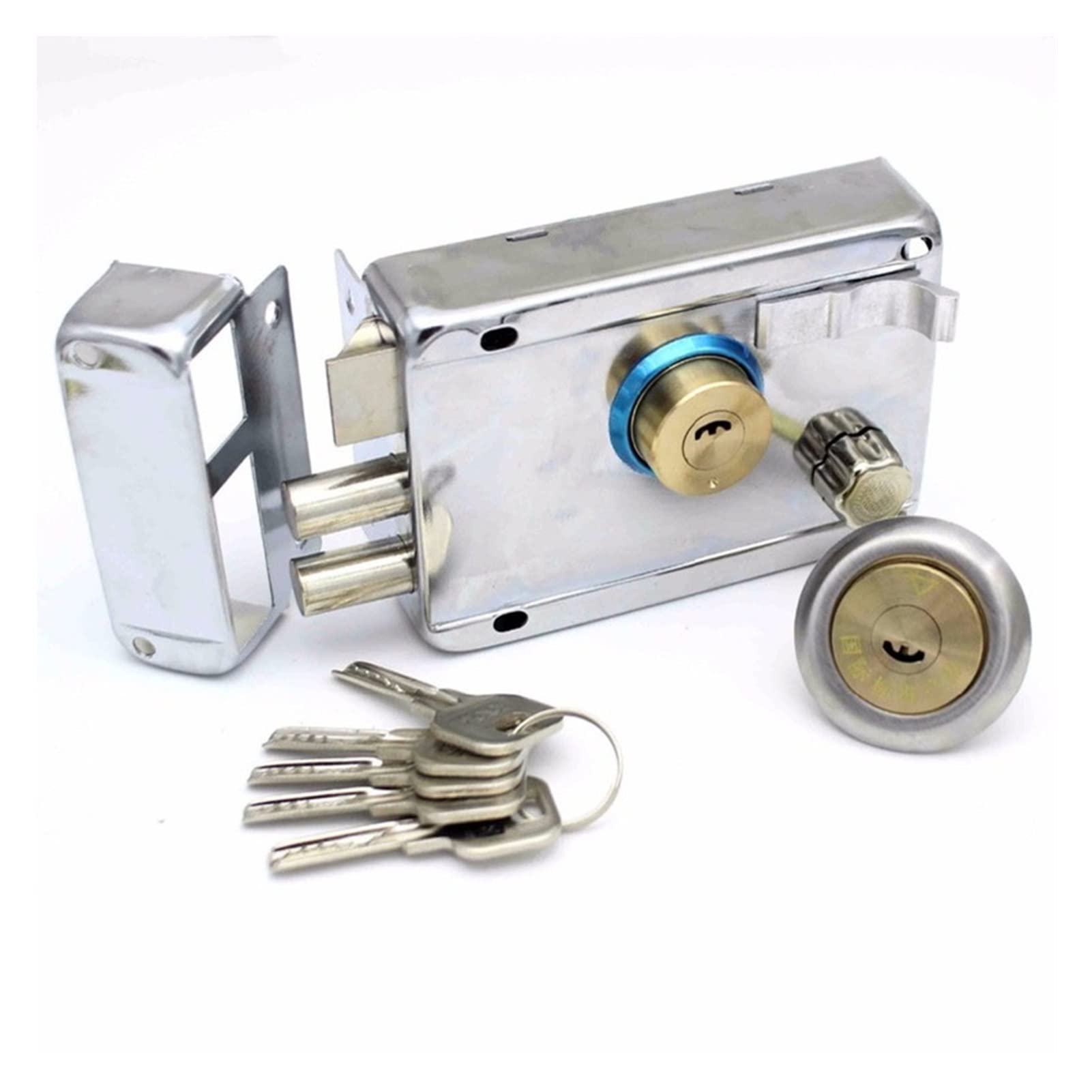 Premium Exterior Iron Door Lock - High Security Anti-Theft Multi-Point Locking System for Wood Gates & Furniture Hardware (Right-Hand Opening) - Ideal for Home Security, Garden Gates & Shed Protection