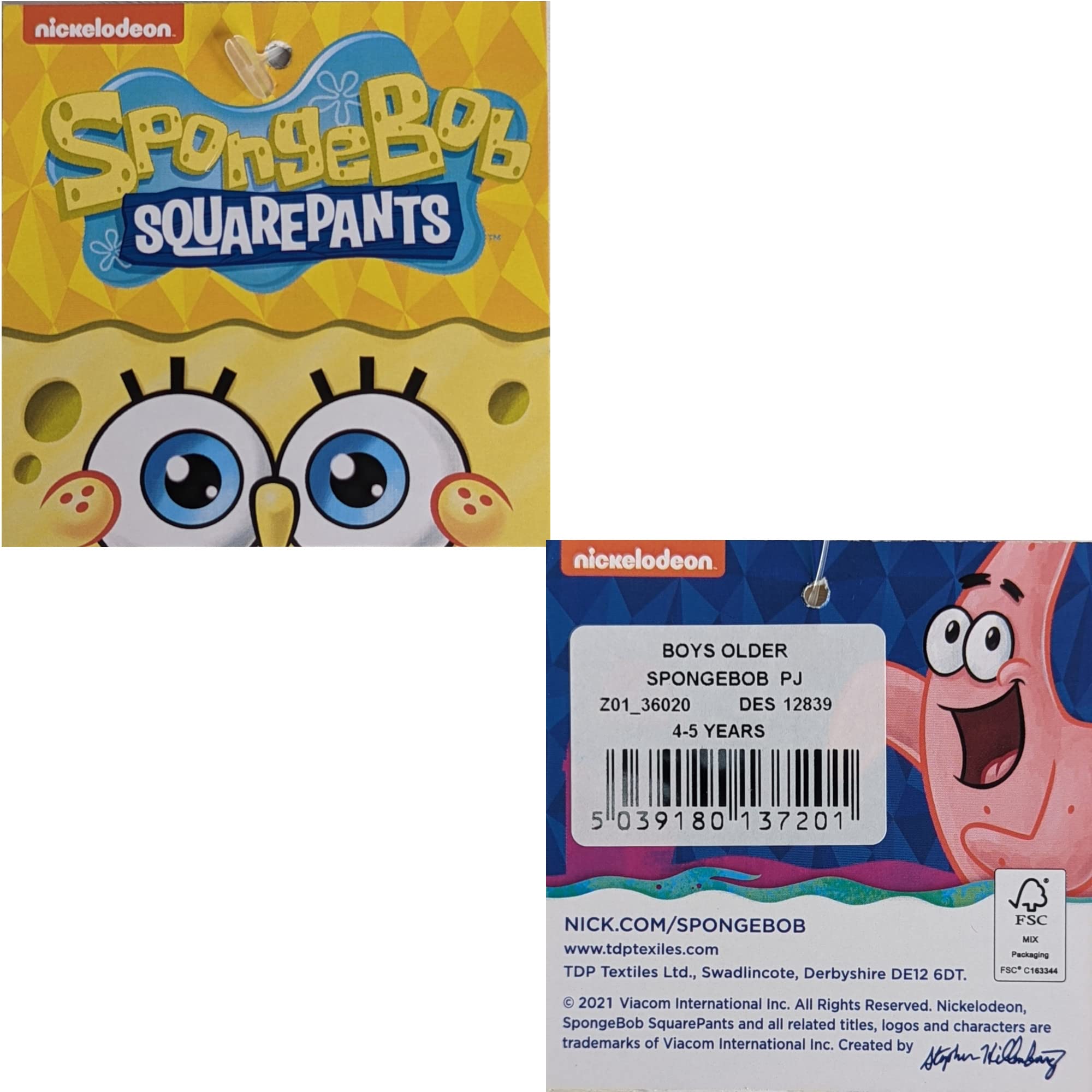 SpongeBob SquarePants Boys' Pajama Set - Long Sleeve Sleepwear for Kids Ages 4-10 - Soft Blue Cotton PJs for Bedtime & Lounge Wear