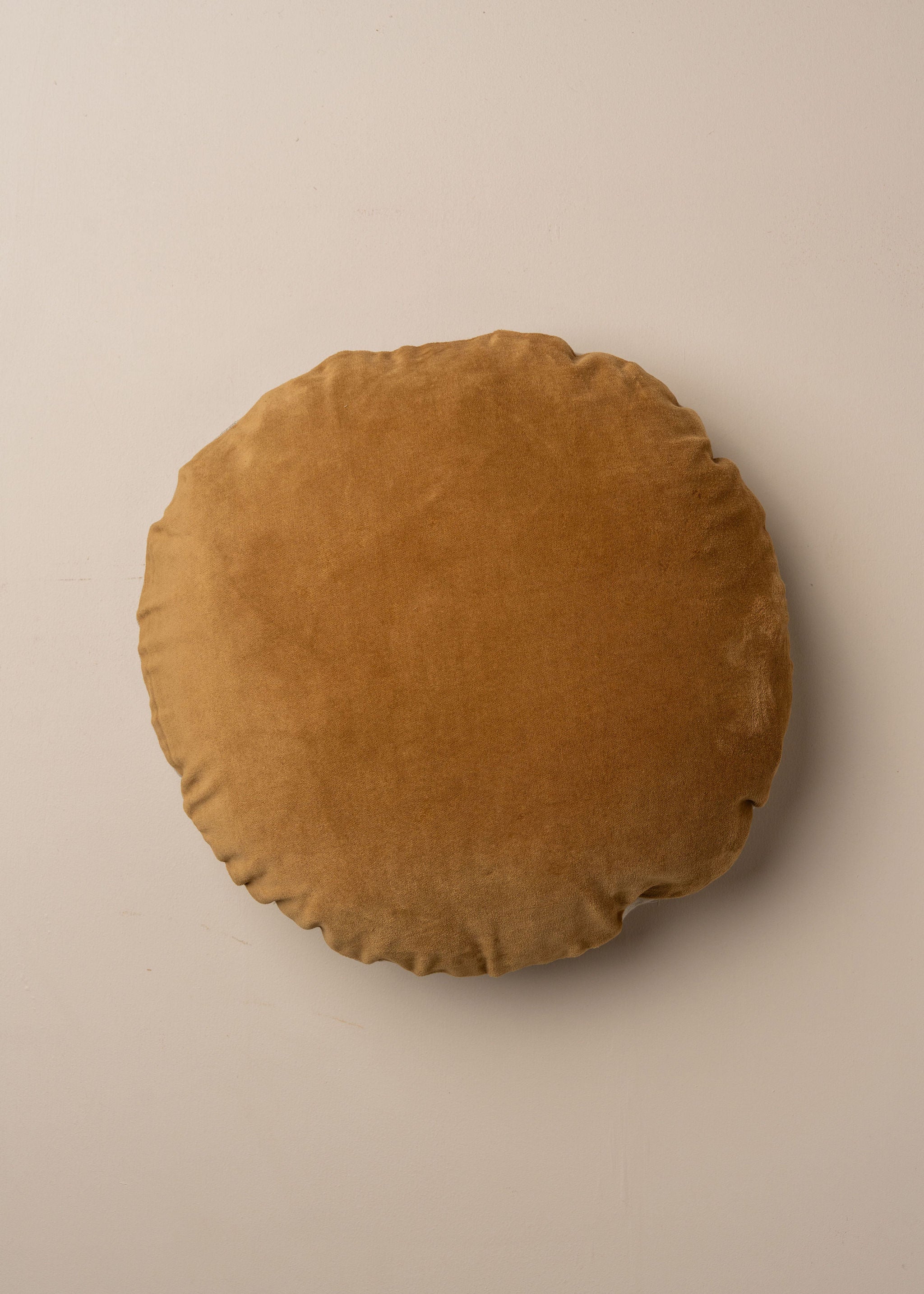 Linen and Velvet Round Throw Pillow Cushion Cover - Soft Nutmeg Brown Home Decor for Sofa, Bed, Chair - Cozy Living Room & Bedroom Accent