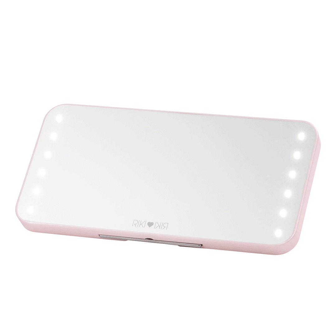 Riki Cutie Portable Lighted Makeup Mirror with Touch Control - 3 Color Modes, 10X Magnification for Vanity, Travel & Home Use