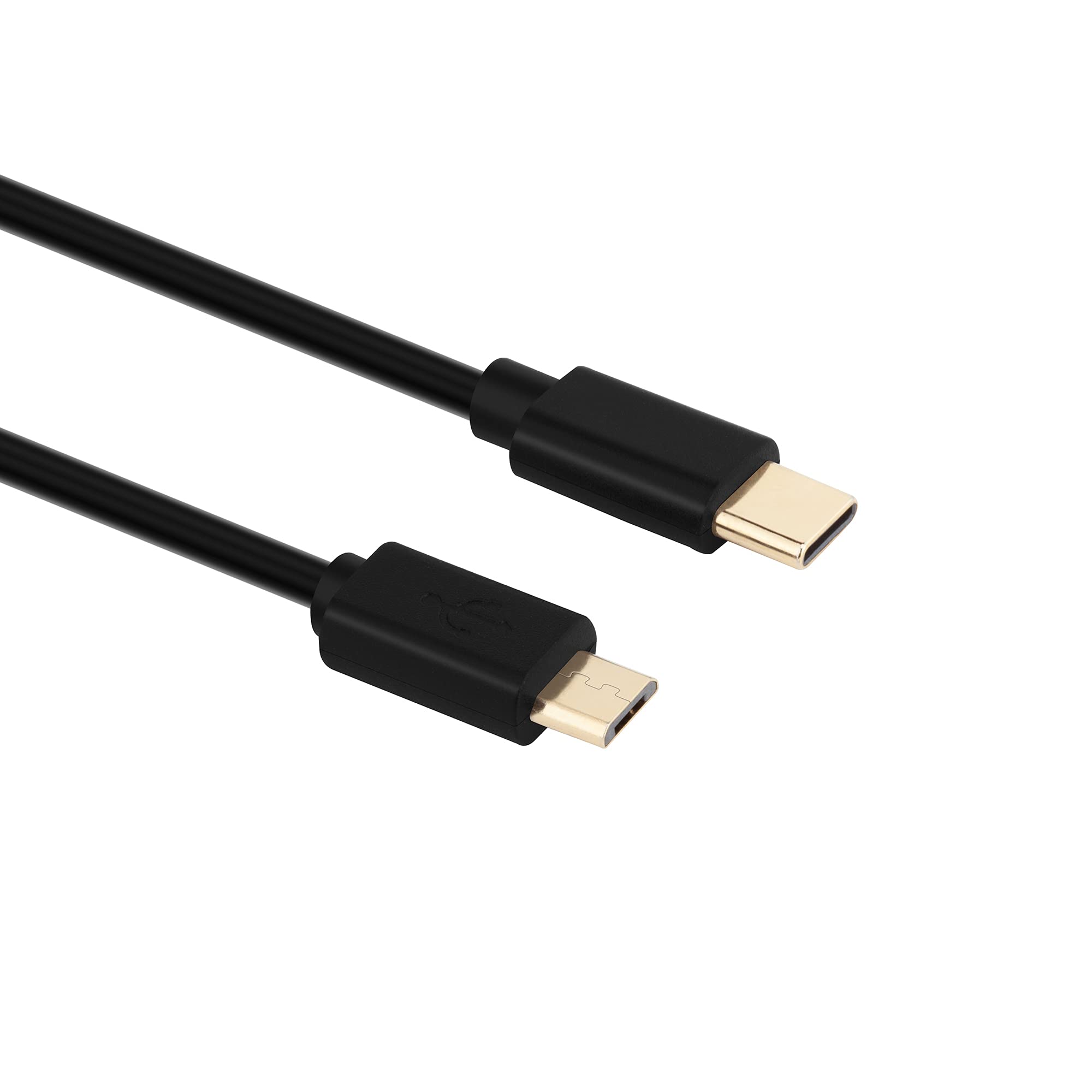 1m USB C to Micro USB Cable 2.0 Fast Charging & Data Sync Cord with Gold-Plated Connectors - Perfect for Smartphones, Tablets, Power Banks & Portable Devices (Black)