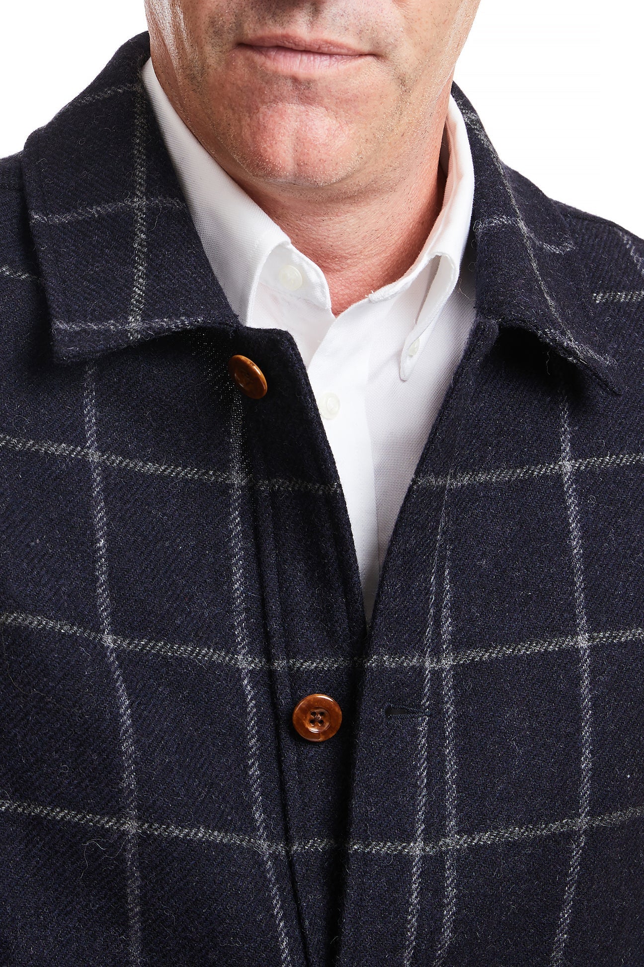 Premium Tweedbank Milled Wool Jacket for Men - Dark Navy Windowpane Check Pattern - Perfect for Business Casual, Office Wear & Autumn Outdoor Activities