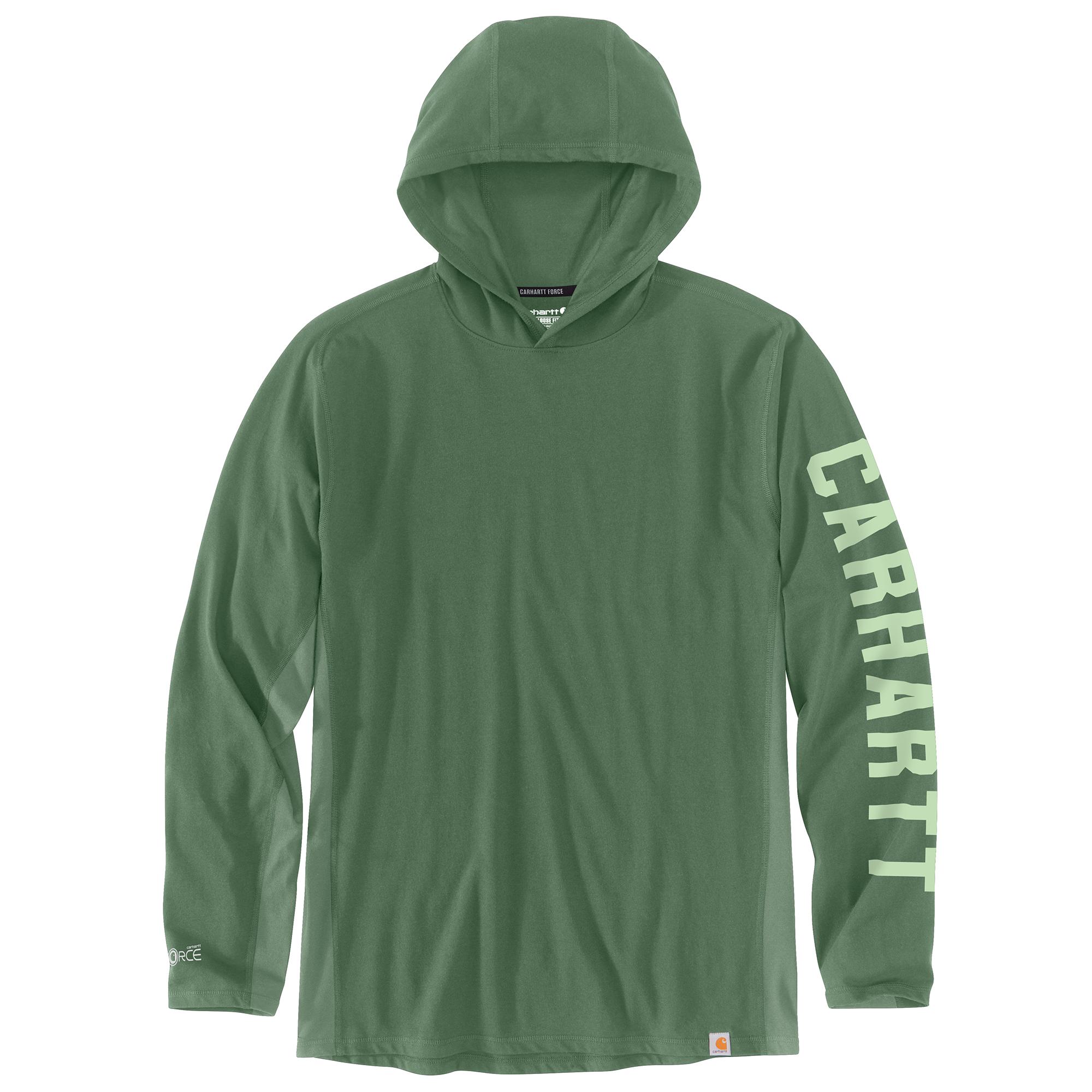 Carhartt Men's Force® Relaxed Fit Long Sleeve Logo Graphic Hooded Tee - Comfortable Workwear Hoodie for Construction, Outdoor & Casual Wear