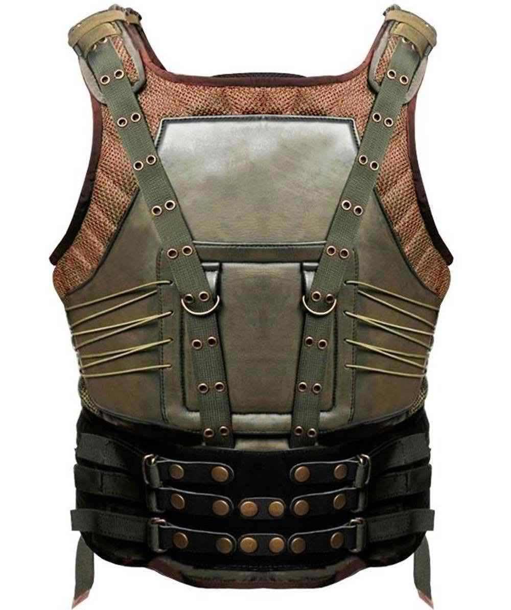 Tom Hardy Bane Vest TDKR Villain Green Military Motorcycle Faux Leather Jacket - Cosplay, Halloween Costume, Movie Replica, Biker Fashion