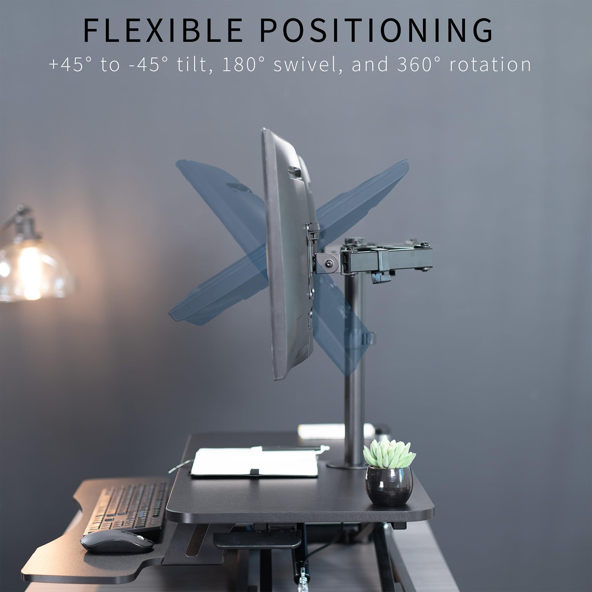 VIVO 36 Inch Adjustable Standing Desk Converter - Dual Monitor Stand for 13 to 30 Inch Screens, Sit Stand Workstation Riser (Black) | Perfect for Home Office, Gaming Setup & Ergonomic Workspace - DESK-V036K-M2