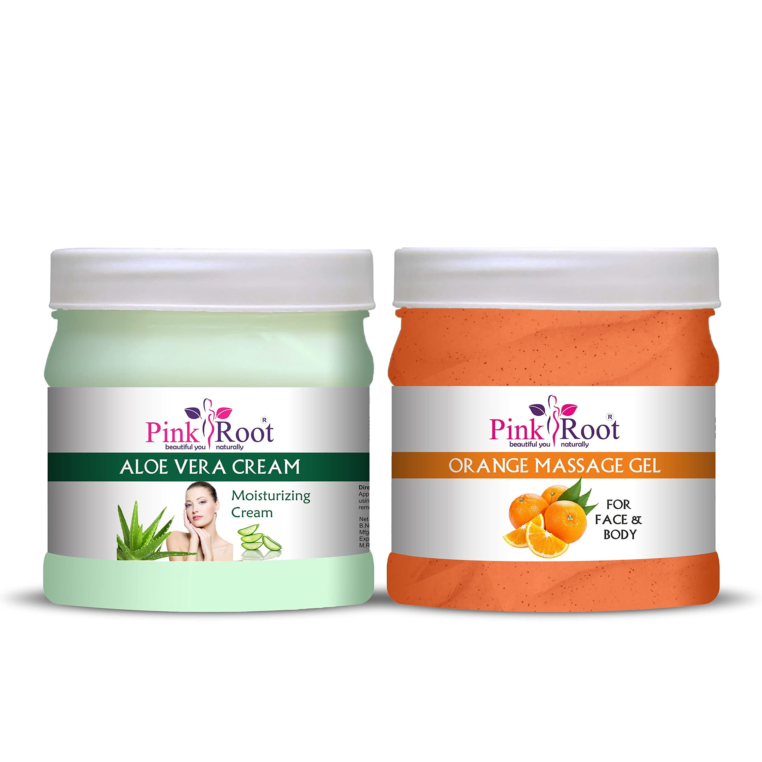 Pink Root Orange Massage Gel 500ml with Aloe Vera Cream - Soothing & Hydrating Body Massage Lotion for Relaxation, Spa & Skincare - Perfect for Home Use & Professional Massage Therapy