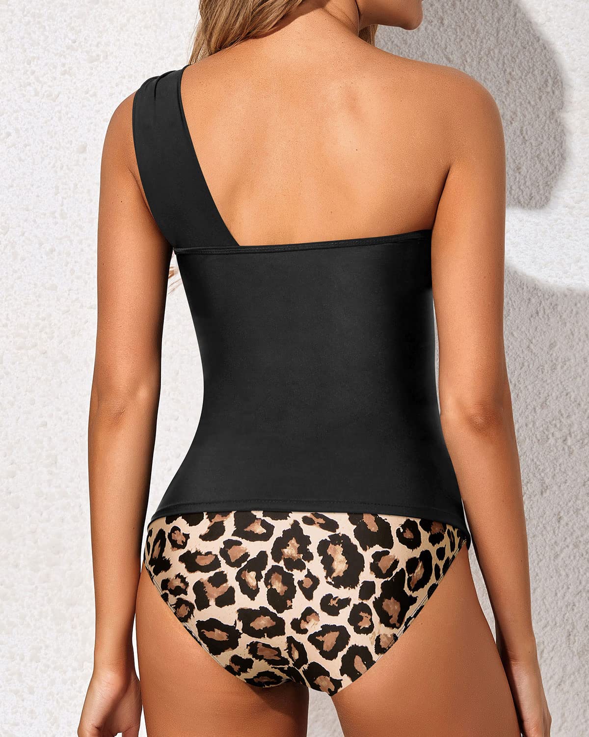 Trendy One Shoulder Tankini Swimsuits for Women - Stylish Two Piece Bathing Suit with Matching Bottom | Perfect for Beach Vacations, Pool Parties & Summer Getaways