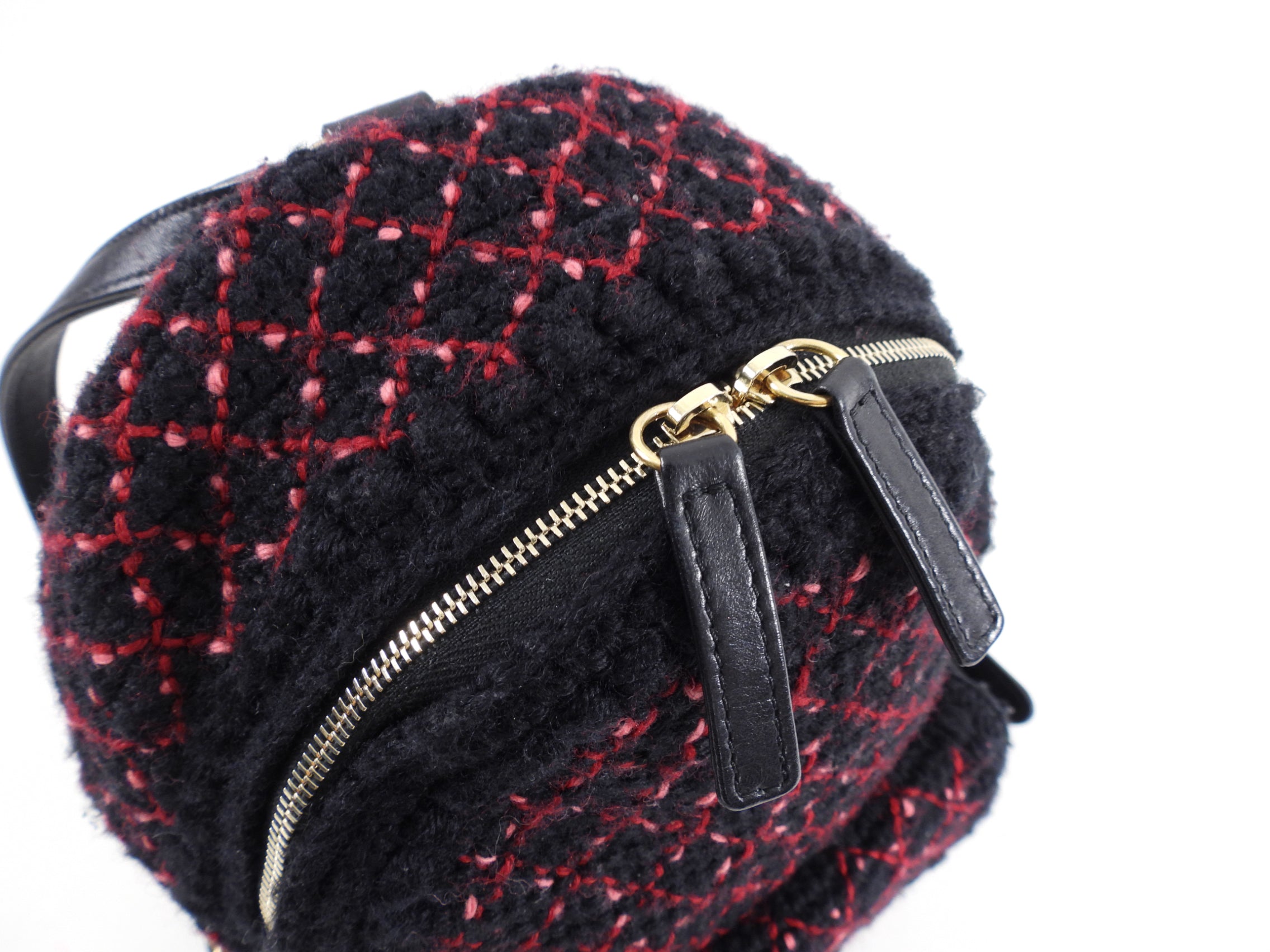 Chanel Black and Red Tweed Small CC Chain Backpack - Luxury Designer Handbag for Women | Perfect for Travel, Shopping & Evening Events