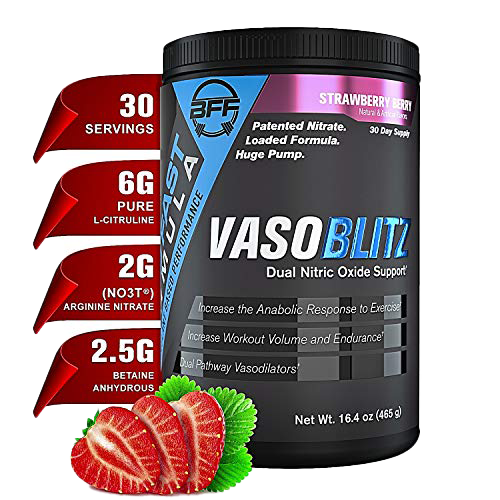 BUILD FAST FORMULA Vaso Blitz Strawberry Berry Pre-Workout Powder 465g - Boost Energy & Focus for Intense Gym Sessions & Athletic Performance