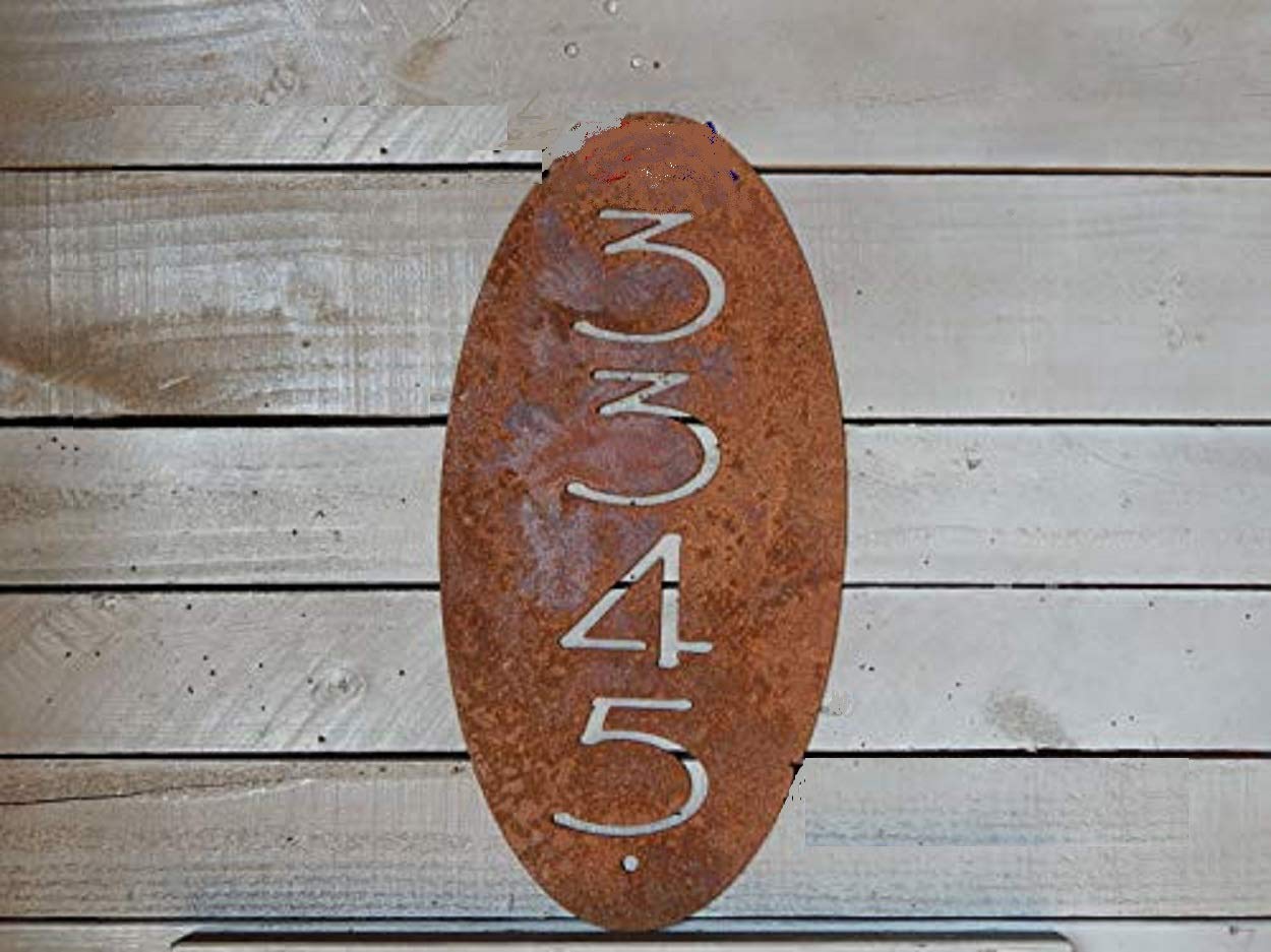 Large Vertical Oval Metal House Number Plaque - Durable Address Sign for Door, Mailbox & Outdoor Decor (HN1103) | Perfect for Home, Office & Garden Display