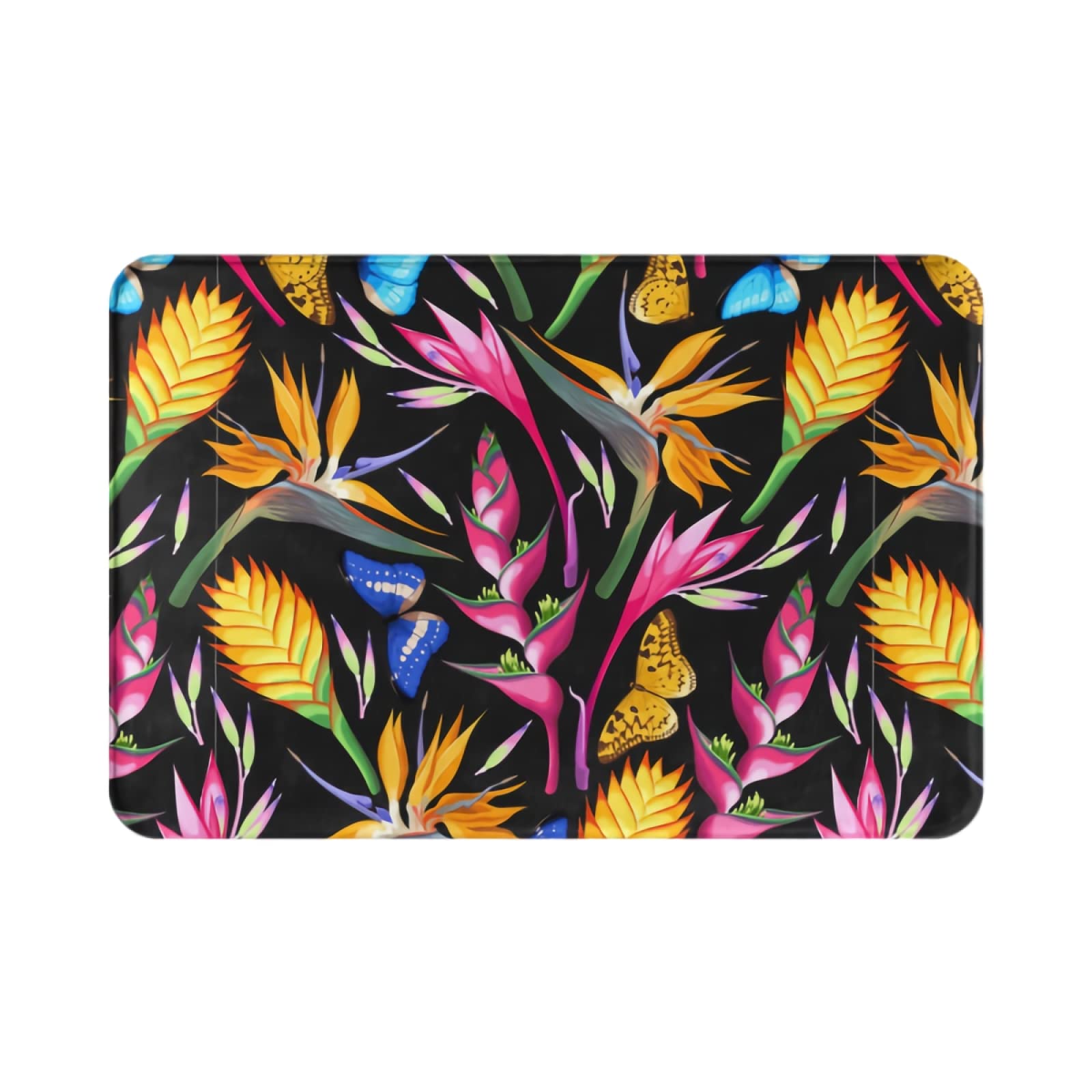 Non-Slip Flannel Bath Mat Set with Yellow Blue Butterflies - 15.7x26.3 Inch Washable Bathroom Rug for Spring Summer Decor, Kitchen Floor Mat, Bedroom Entryway Carpet - Perfect for Indoor Home, Spa & Guest Room Decorations
