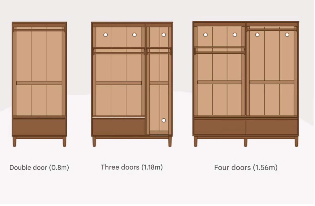 Oak Solid Wood Modern Off Floor Wardrobe - Stylish Freestanding Closet for Bedroom, Living Room & Office Storage