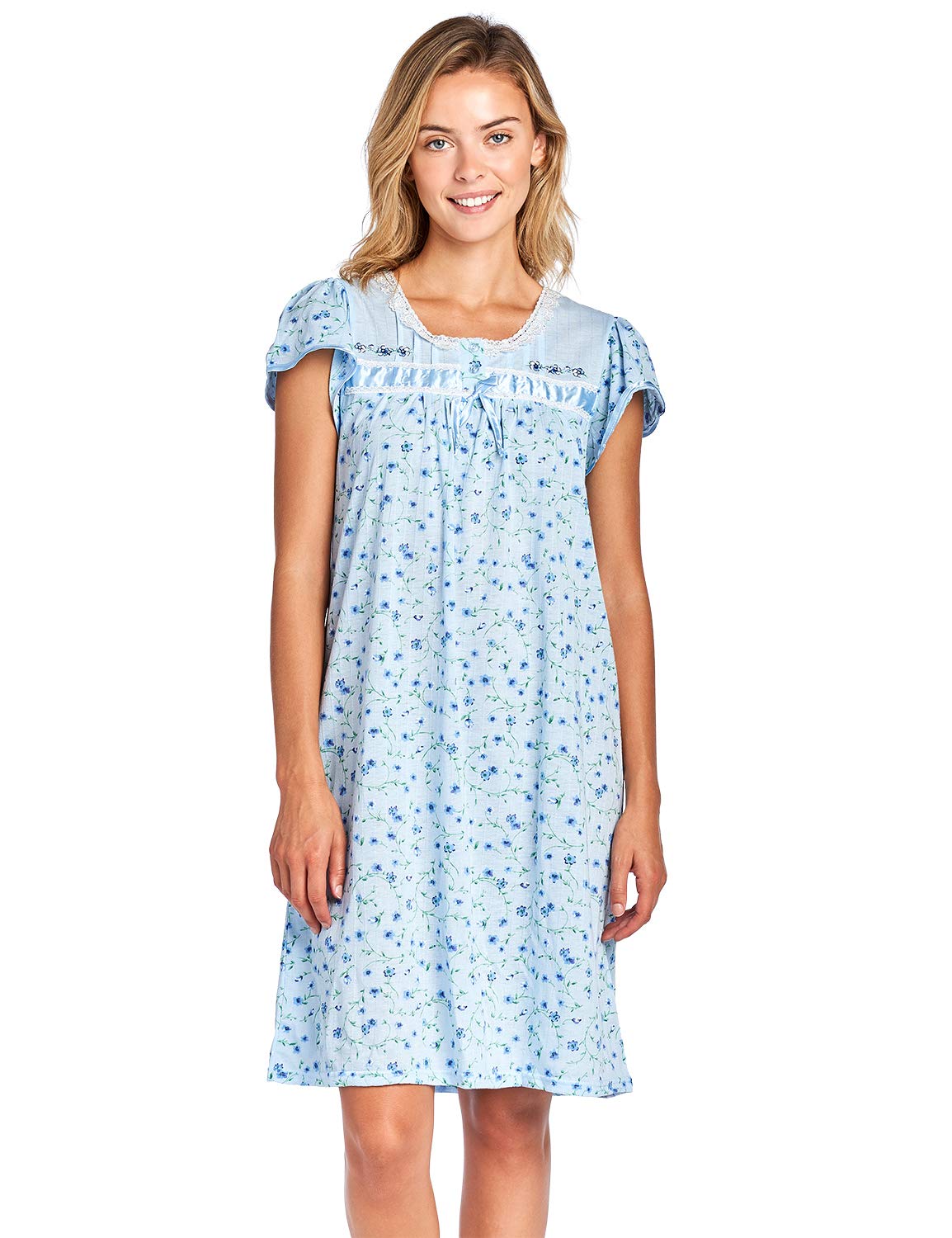 Women's Floral Short Sleeve Nightgown - Soft Casual Sleepwear for Comfortable Nights | Perfect for Summer Bedtime & Lounge Wear