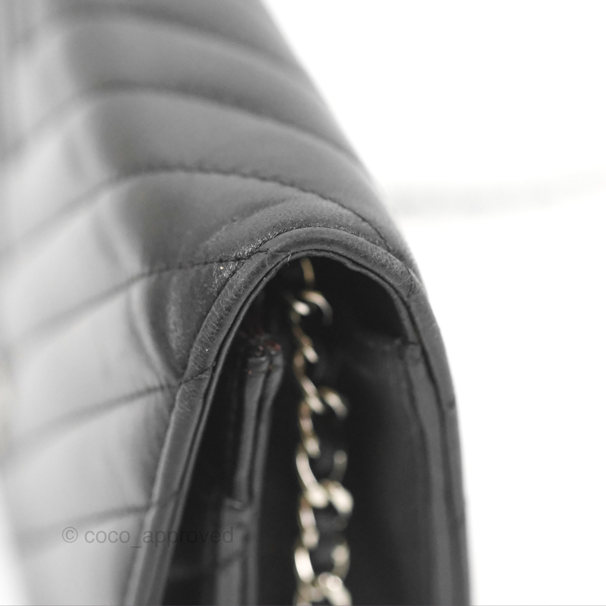 Chanel Classic Chevron Wallet on Chain WOC - Black Lambskin Leather with Silver Hardware | Crossbody Bag for Women, Perfect for Evening Events & Daily Use