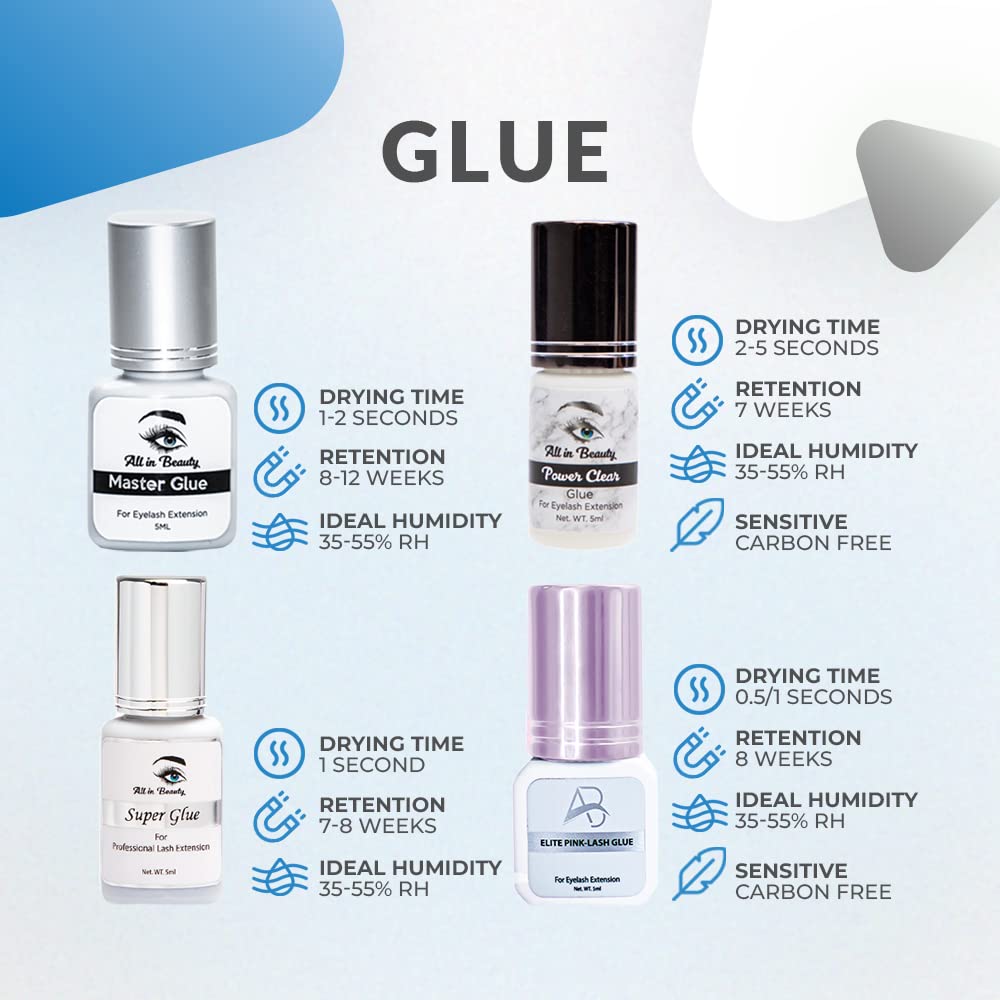 All In Beauty Professional Eyelash Extension Glue - Extra Strong & Safe False Eyelash Adhesive for Lash Artists (5ml) | Long-Lasting, Skin-Friendly Formula for Salon & Home Use