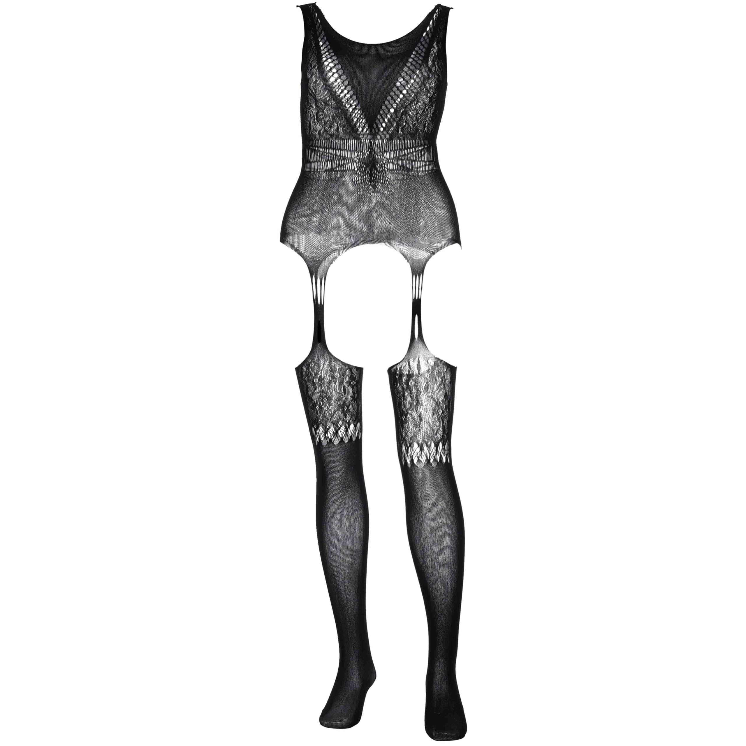 Barode Women's Sexy Lingerie Bodystockings - Fishnet Mesh Bodysuit with Lace Trim, Tight Nightwear for Romantic Evenings & Boudoir Photography (Size D)