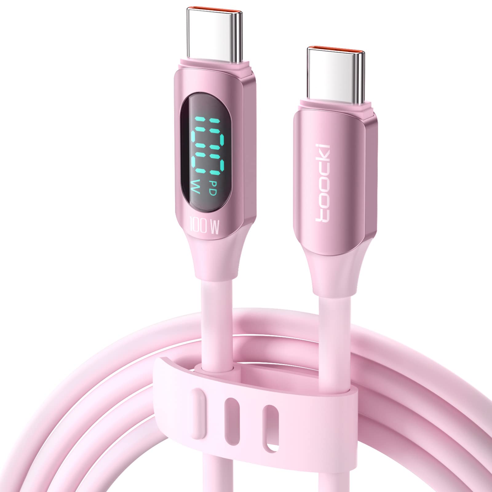 6.6FT 100W USB C to USB C Fast Charging Cable - 5A USB 2.0 Type C Charger with LED Display - Compatible with iPhone 15/15 Plus/15 Pro/15 Pro Max - Durable Silicone Cable for Home, Office & Travel Charging