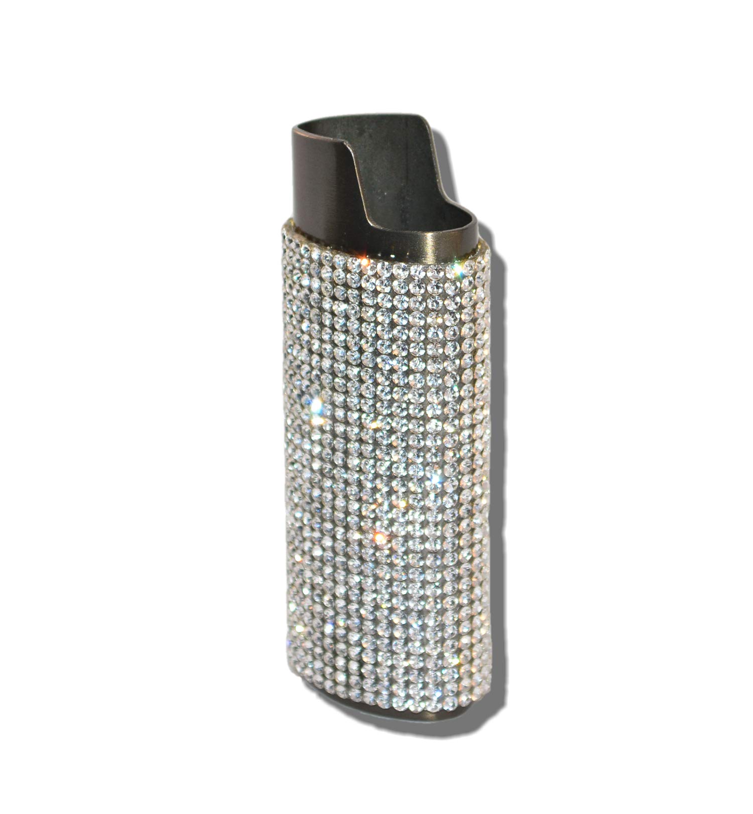 Elegant Gray Lighter Cover Sleeve with Sparkling Crystal Rhinestones - Perfect for Cigarettes, Candles & Outdoor Camping Accessories (LS4 Model)