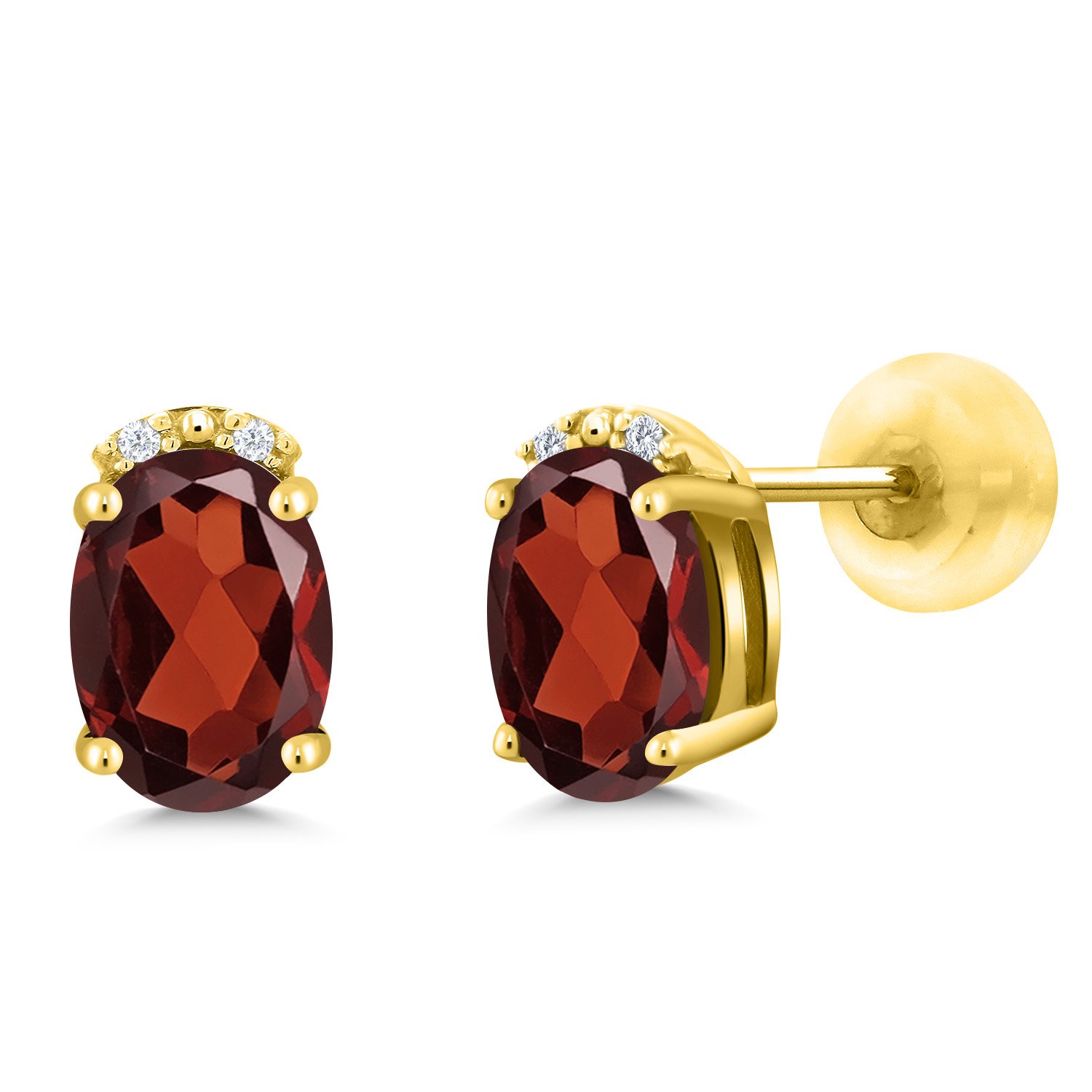 7X5MM Oval Gemstone & White Diamond Earrings in 10K Gold | Birthstone Jewelry for Women | Elegant Gift for Mom, Wife, Her | Perfect for Weddings, Anniversaries & Special Occasions