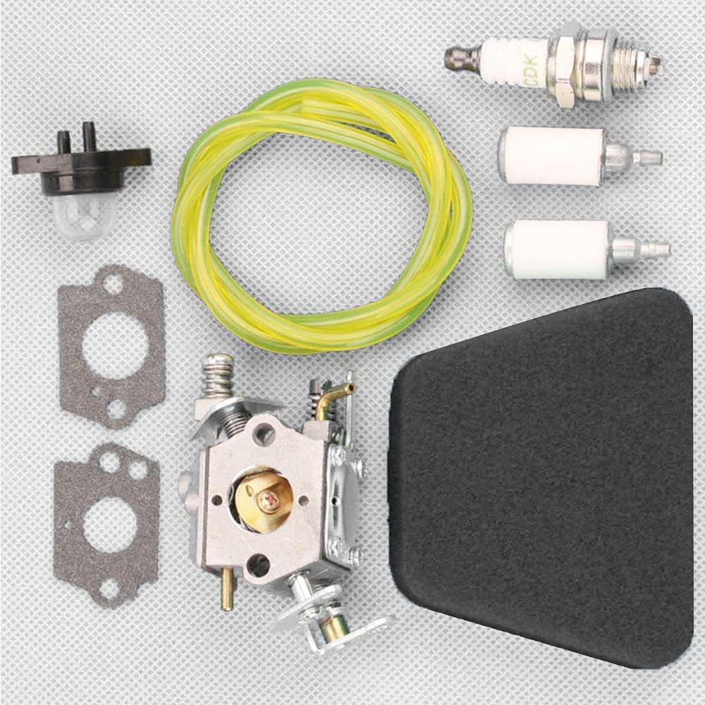 ZPTECH Carburetor Air Filter Kit for Partner 351 352 370 371 390 391 401 420 422 Chainsaw - Fuel Filters, Pipe Gaskets, Oil Bubbles & Spark Plug Air Filters - Replacement Parts for Chainsaw Maintenance & Repair (Color: Red)
