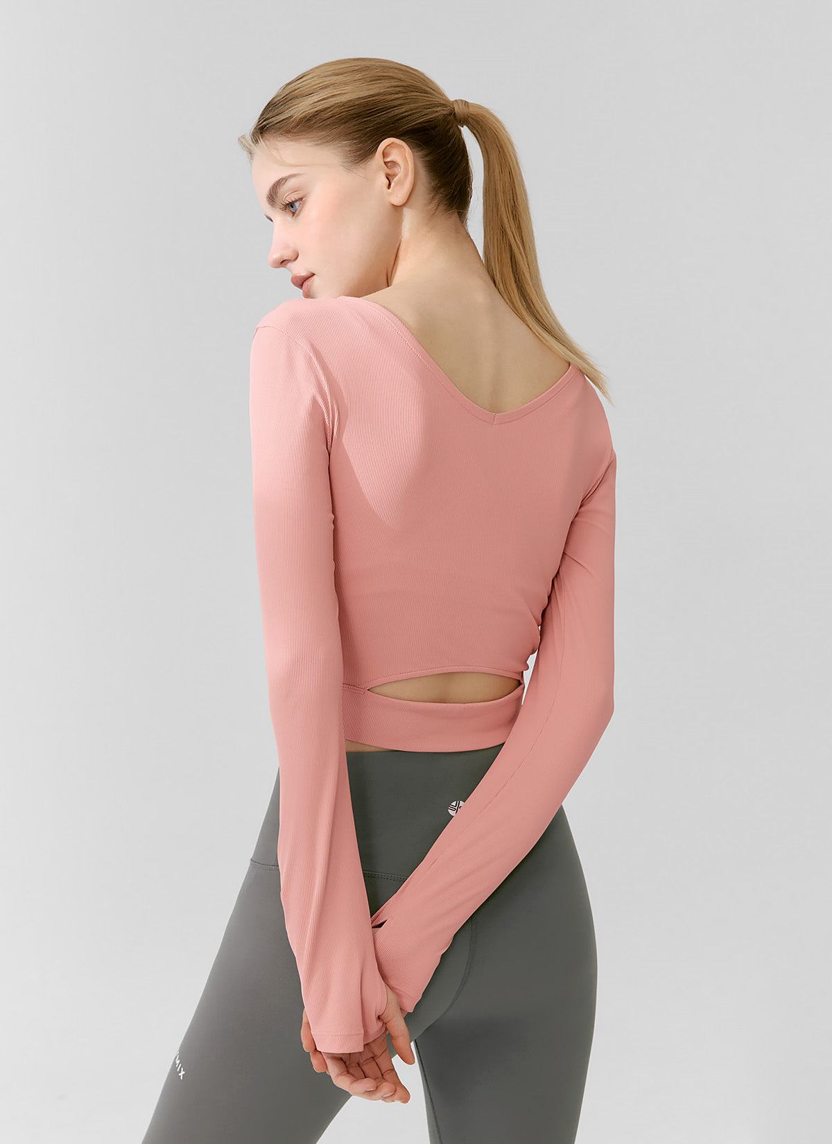 Ribbed Back Slit Fingerhole Long Sleeve Tops for Women - Stylish & Comfortable Fall Fashion Essential for Layering, Office Wear & Casual Outfits