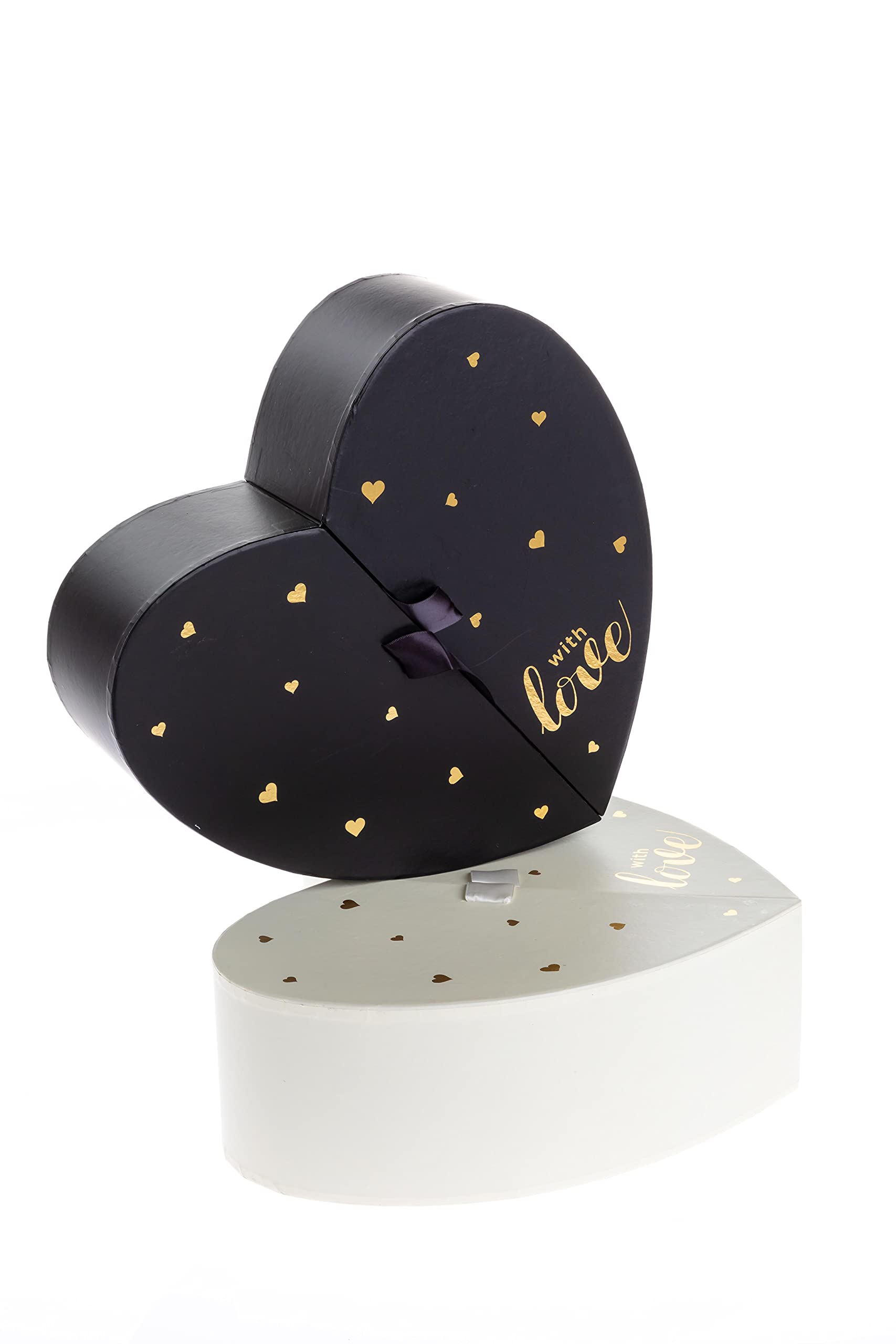 Heart-Shaped Flower Gift Boxes | Elegant Decorative Packaging for Weddings, Birthdays & Special Events | Perfect for Bouquets, Jewelry & Small Gifts (Black, W6878)
