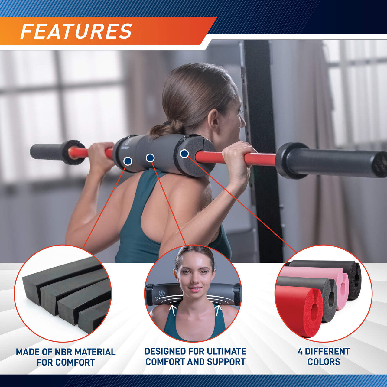 Marcy Barbell Pad for Weightlifting - Comfortable Squat & Bench Press Cushion - Fits MT 4/5/6/7 Barbells - Perfect for Home Gym & Cross Training