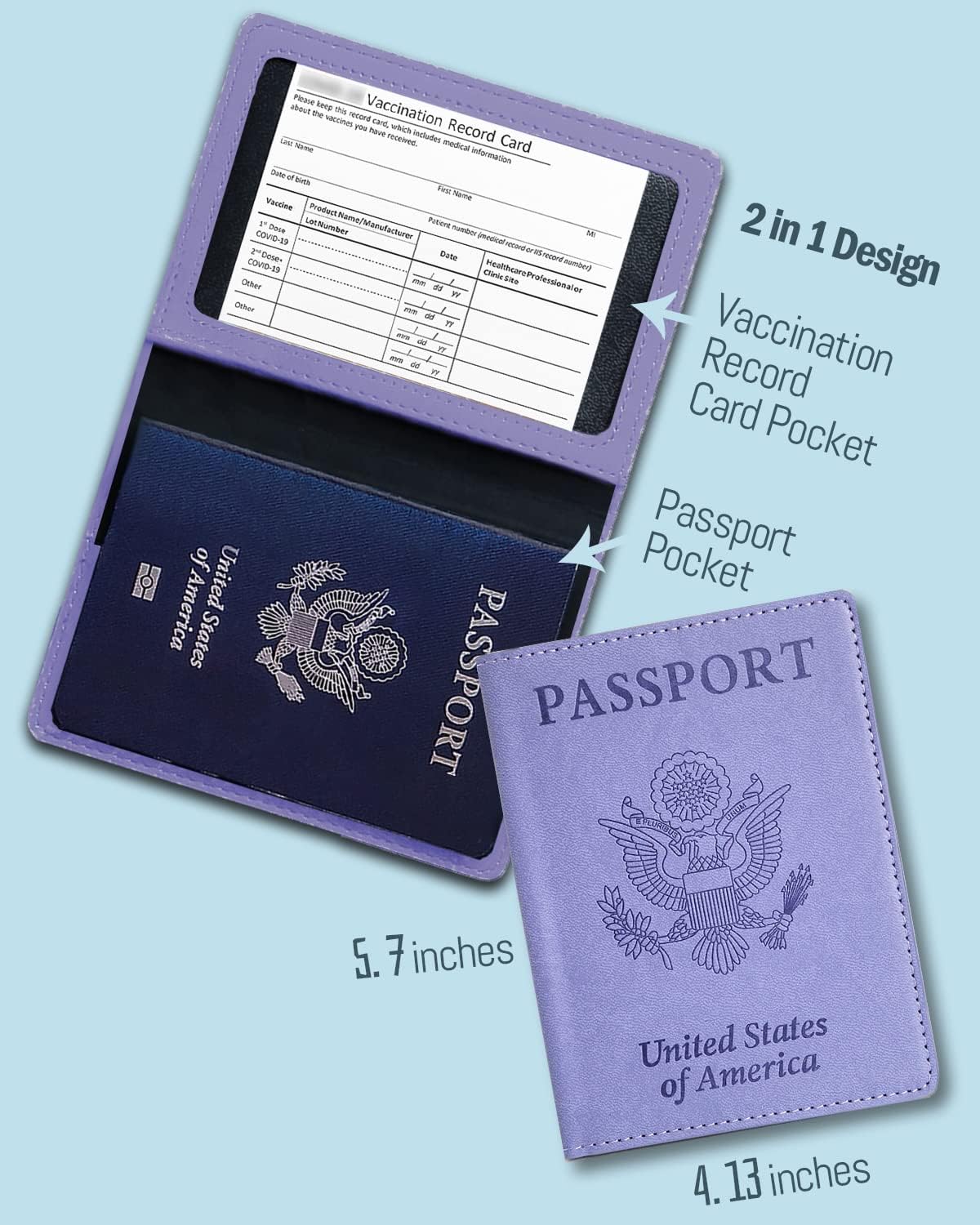 Slim RFID Passport Holder for Women - Travel Essentials & Vaccine Card Combo