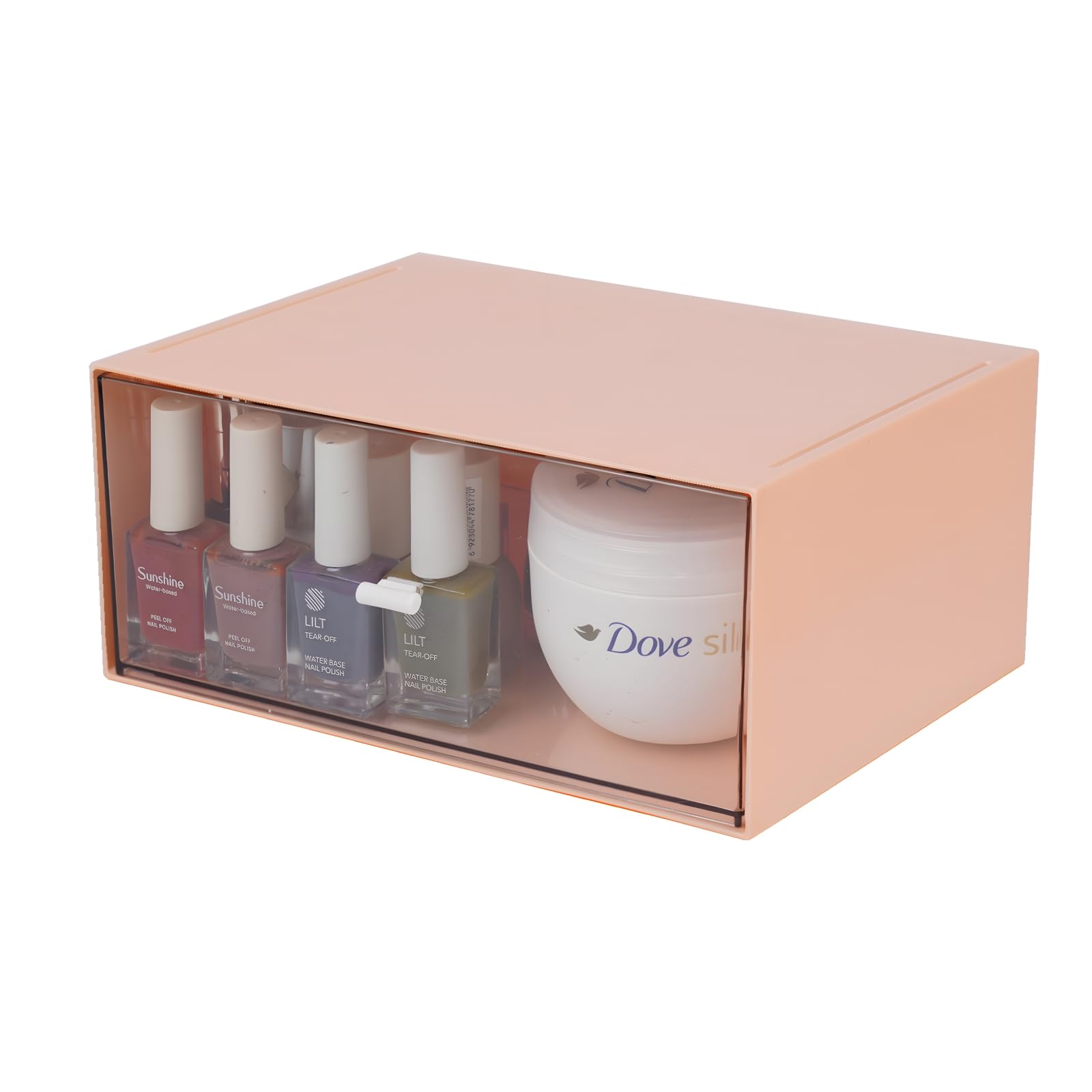 Pink Plastic Stackable Desktop Storage Drawer - 1 Deep Layer Organizer for Stationery, Makeup & Office Supplies | Compact Desk Organizer for Home, Office & Beauty Vanity