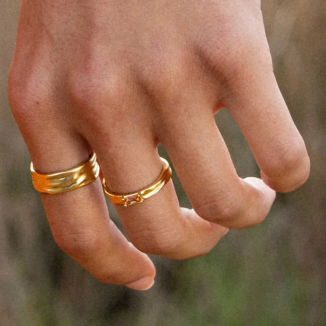 Myall Citrine Gemstone Ring - Natural Citrine Jewelry for Women, Elegant & Dainty Gold Plated Ring - Perfect for Everyday Wear, Gift Giving & Special Occasions