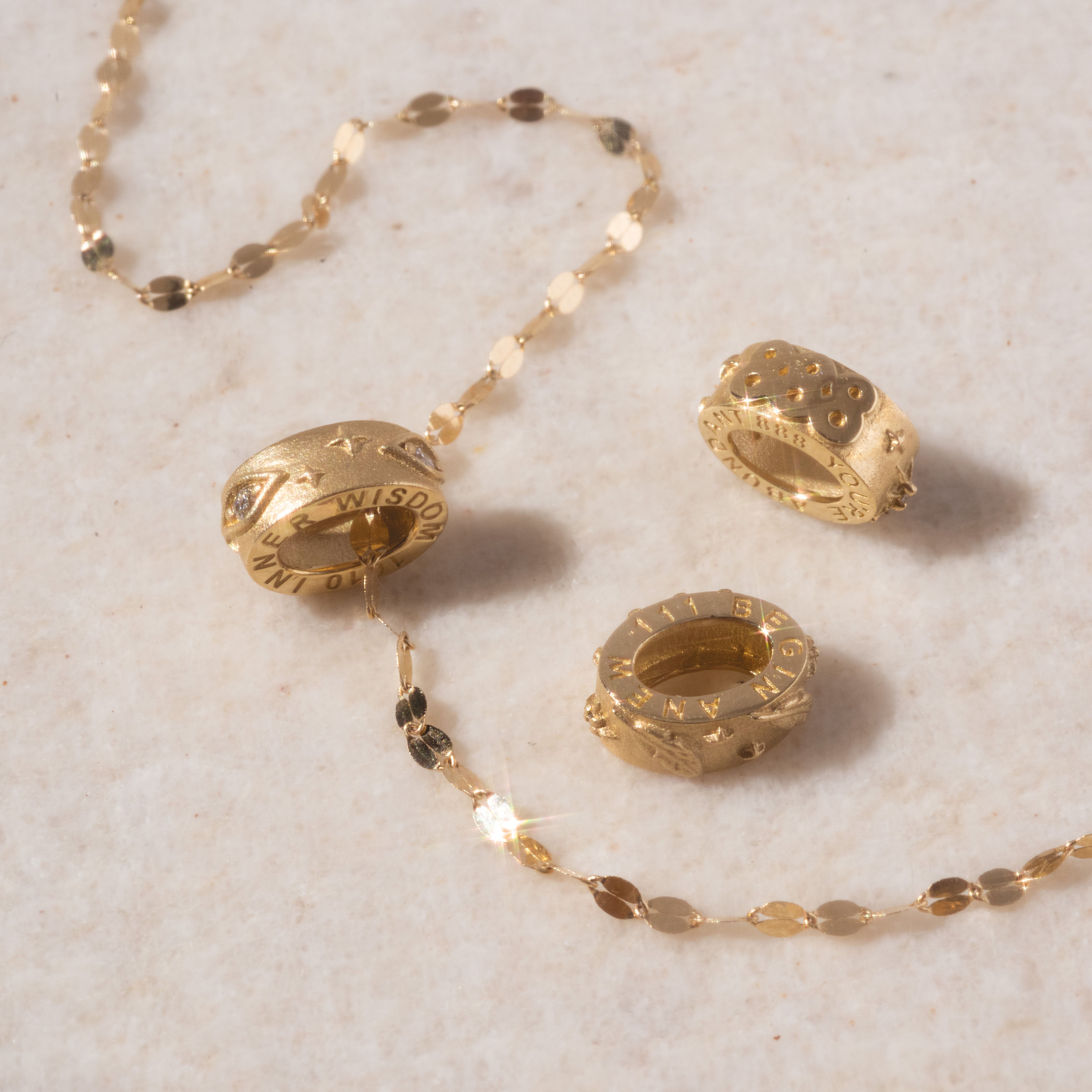 Solid Gold Angel Number Spacer Charm - 925 Sterling Silver Dainty Bead for Bracelets & Necklaces - Spiritual Jewelry for Manifestation, Protection & Good Luck Gifts