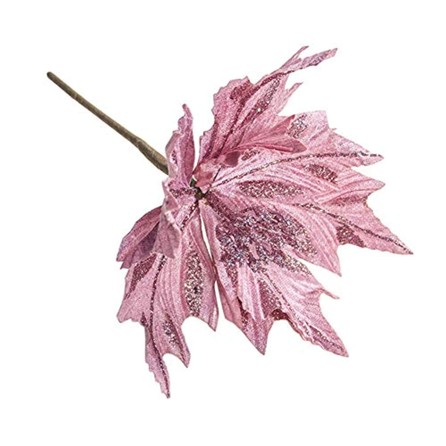 6-Piece Large Glitter Poinsettia Artificial Flowers Set - 9