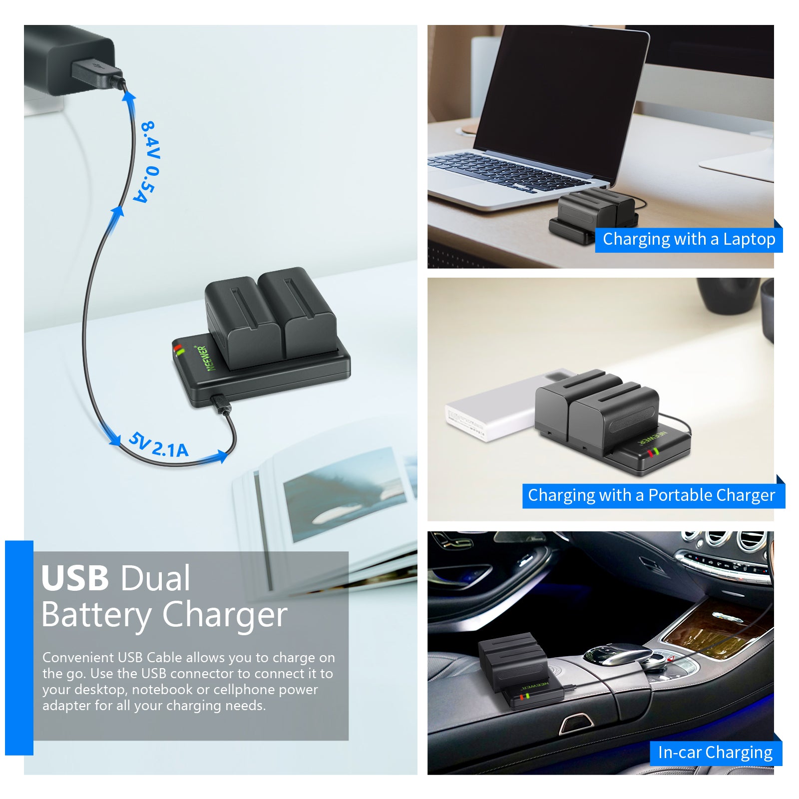 NEEWER NP-F750 2-Pack 5600mAh Replacement Battery for Sony Cameras - Perfect for Sony Alpha, Handycam & Digital Cameras (Extended Shooting & Travel Photography)