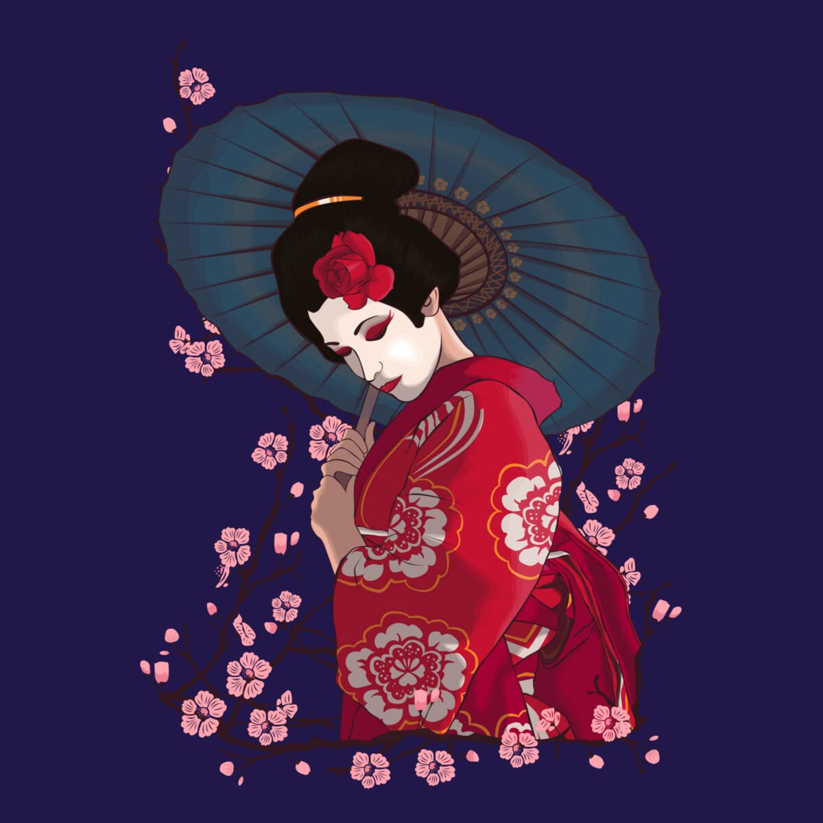 Design By Humans Junior's Cherry Blossoms by Matt T-Shirt - Women's Floral Graphic Tee for Casual Wear & Spring Outfits