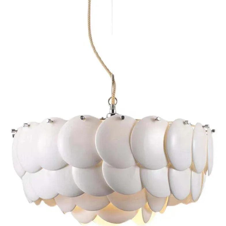 Modern White Scales Disc Pendant Light - Elegant Ceiling Lighting for Dining Room, Kitchen, or Bedroom Decor