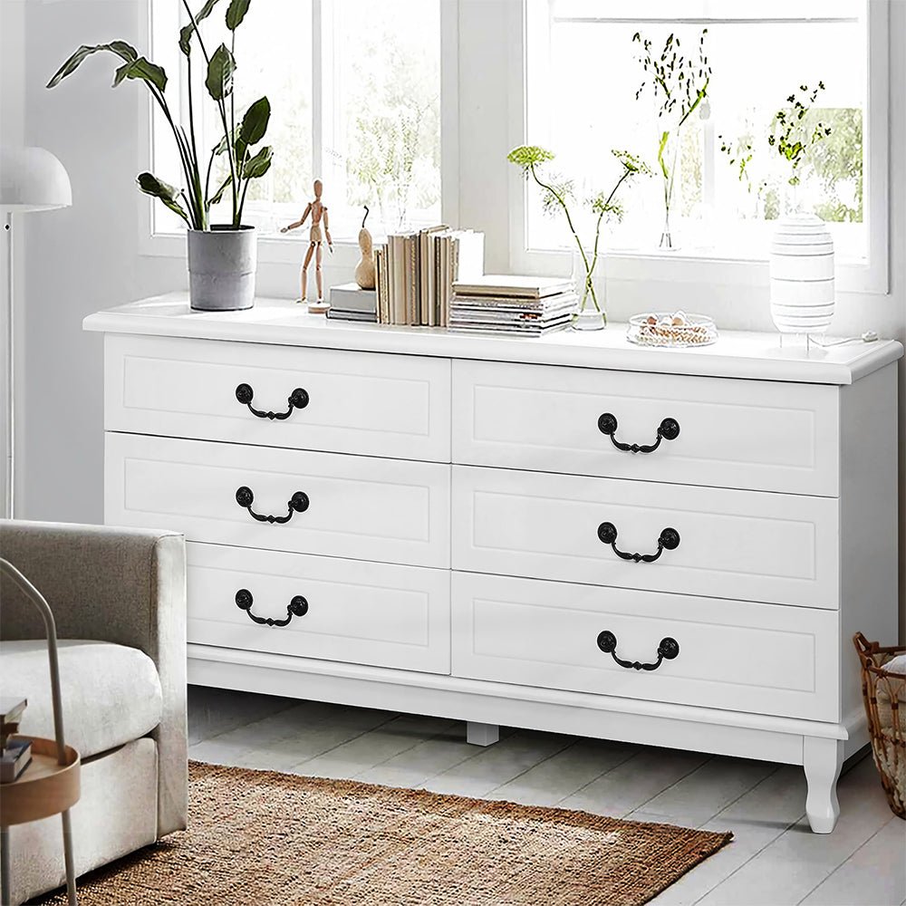 White KUBI 5-Drawer Chest Dresser - Lowboy Storage Cabinet for Bedroom, Living Room & Office - Compact & Stylish Furniture for Small Spaces