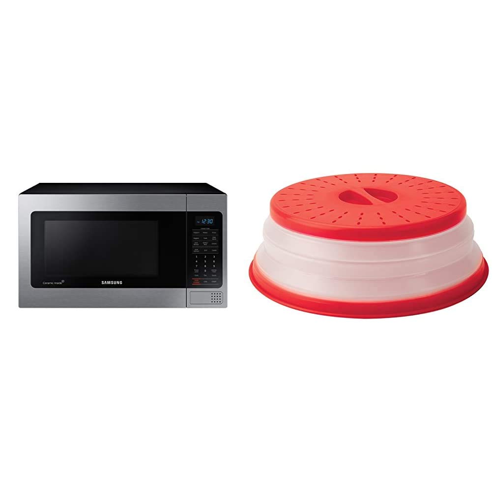 Samsung MG11H2020CT 1.1 cu. ft. Black Countertop Microwave Oven with Ceramic Enamel Interior & Tovolo 10.5