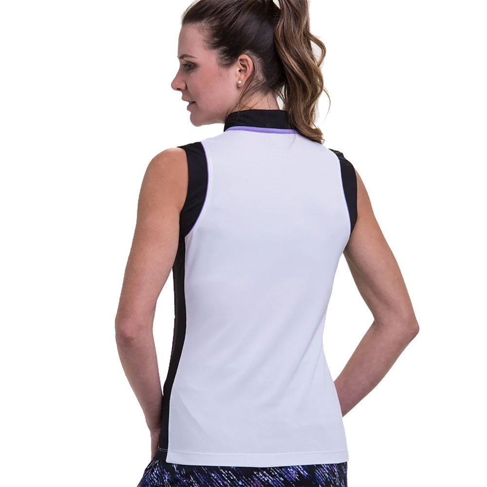 EP New York Women's Mandarin Collar Sleeveless Golf Polo Shirt - Breathable & Stylish for Golf, Tennis & Casual Wear