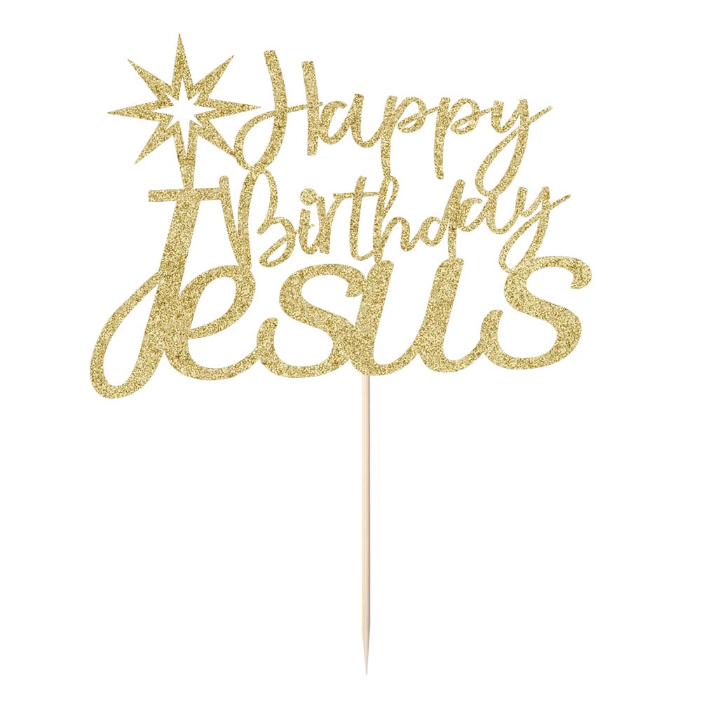 Jesus Cake Toppers - Religious Birthday Cake Decorations for Easter, Christmas & Good Friday Celebrations | Gold Jesus Christ Cake Topper for Holiday Parties, Birthday Cakes & Christian Events
