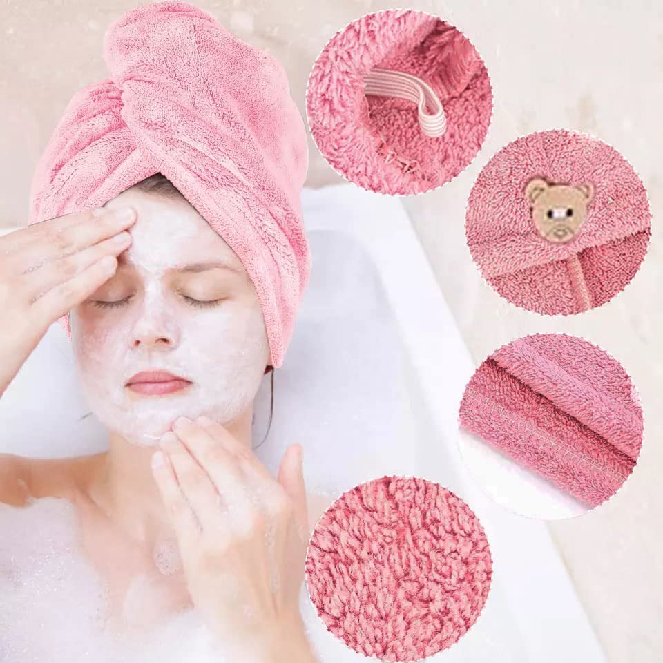 Nightstar Super Absorbent Hair Towel Wrap - Soft & Quick Drying Turban for Women, Salon & Home Use - Perfect for Shower, Bath, Makeup & Styling (Pink, 1 Piece)