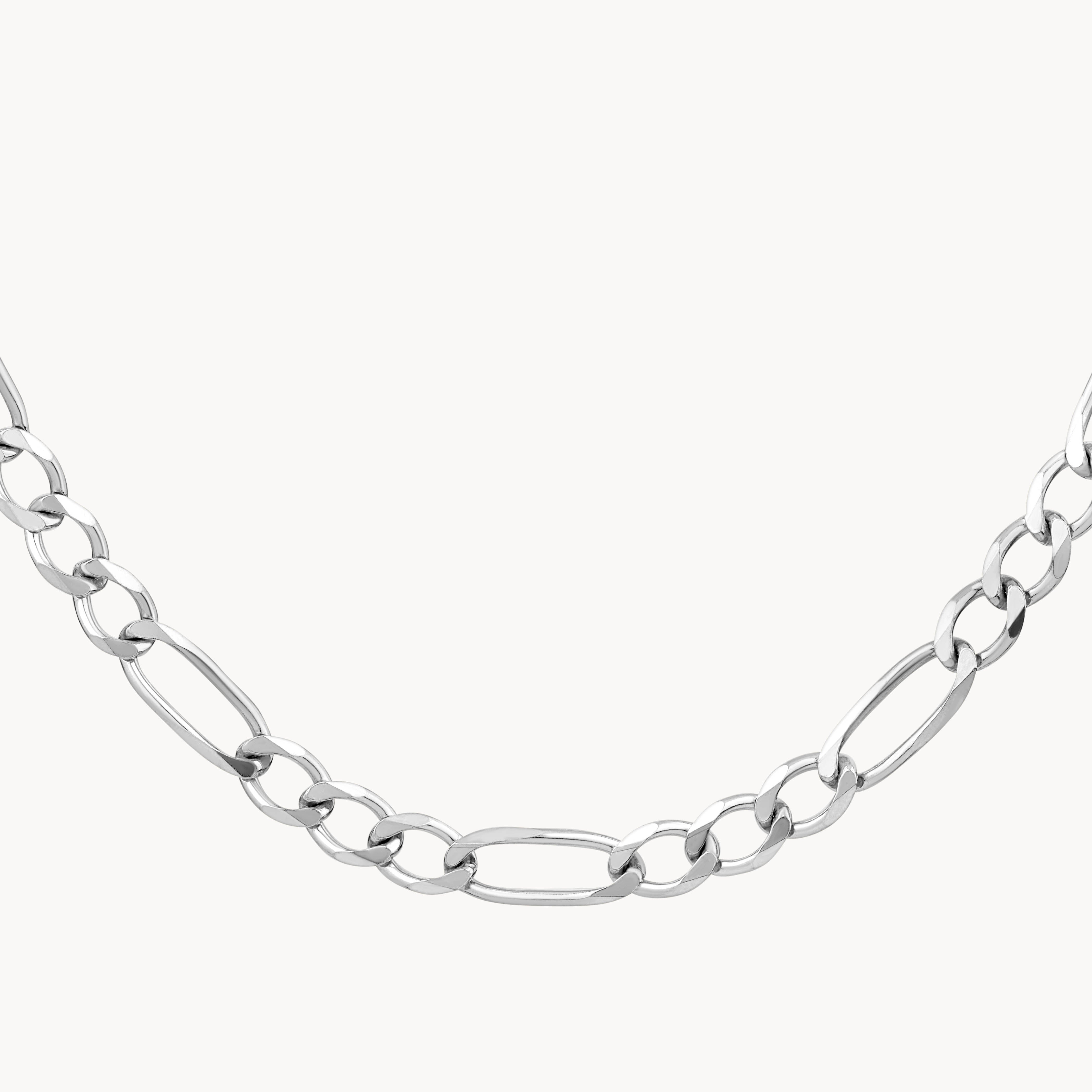 Stylish Silver Figaro Chain Necklace for Men - Perfect Gift for Boyfriend, Husband & Anniversary - Trendy Layered Jewelry for Casual & Formal Occasions