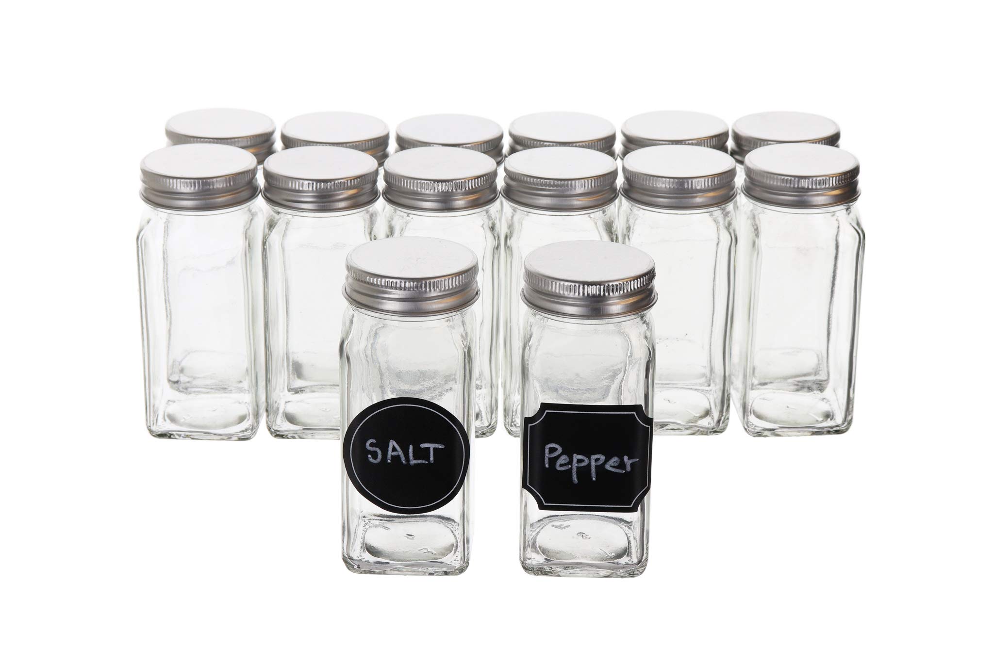 14-Pack 4oz Glass Spice Jars with Shaker Lids - Airtight Small Spice Containers for Kitchen Organization | Perfect for Storing Herbs, Seasonings & DIY Spice Blends | Essential Pantry Storage Solution