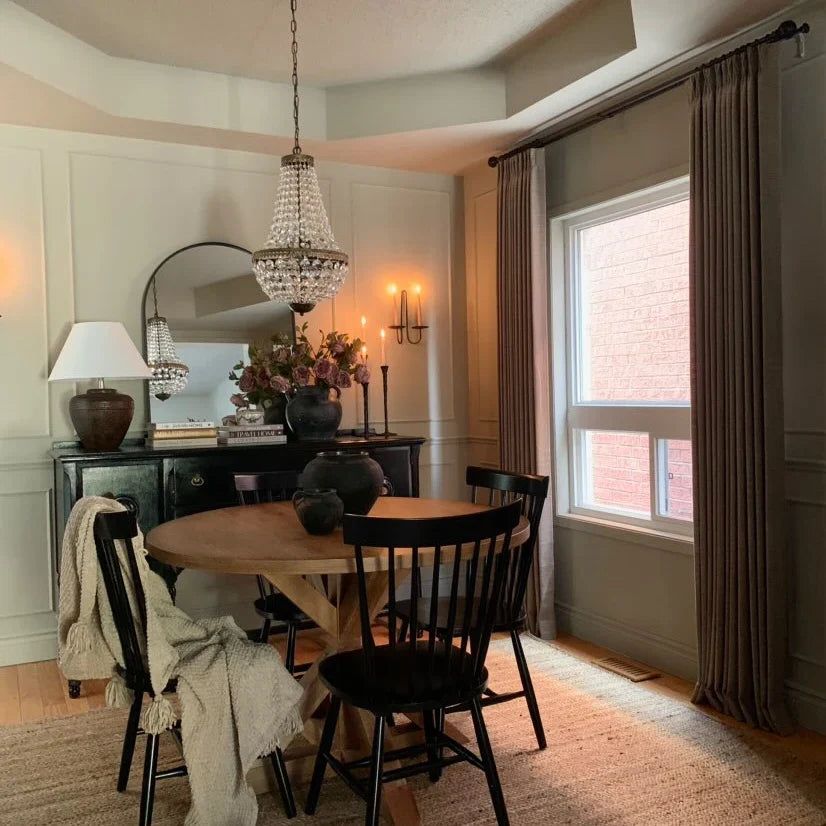 Pinch Pleated Blackout Curtains - 100% Linen Memory Trained Drapes in Khaki | Modern Custom Window Treatments for Light Control & Privacy | Perfect for Living Rooms, Bedrooms & Home Offices