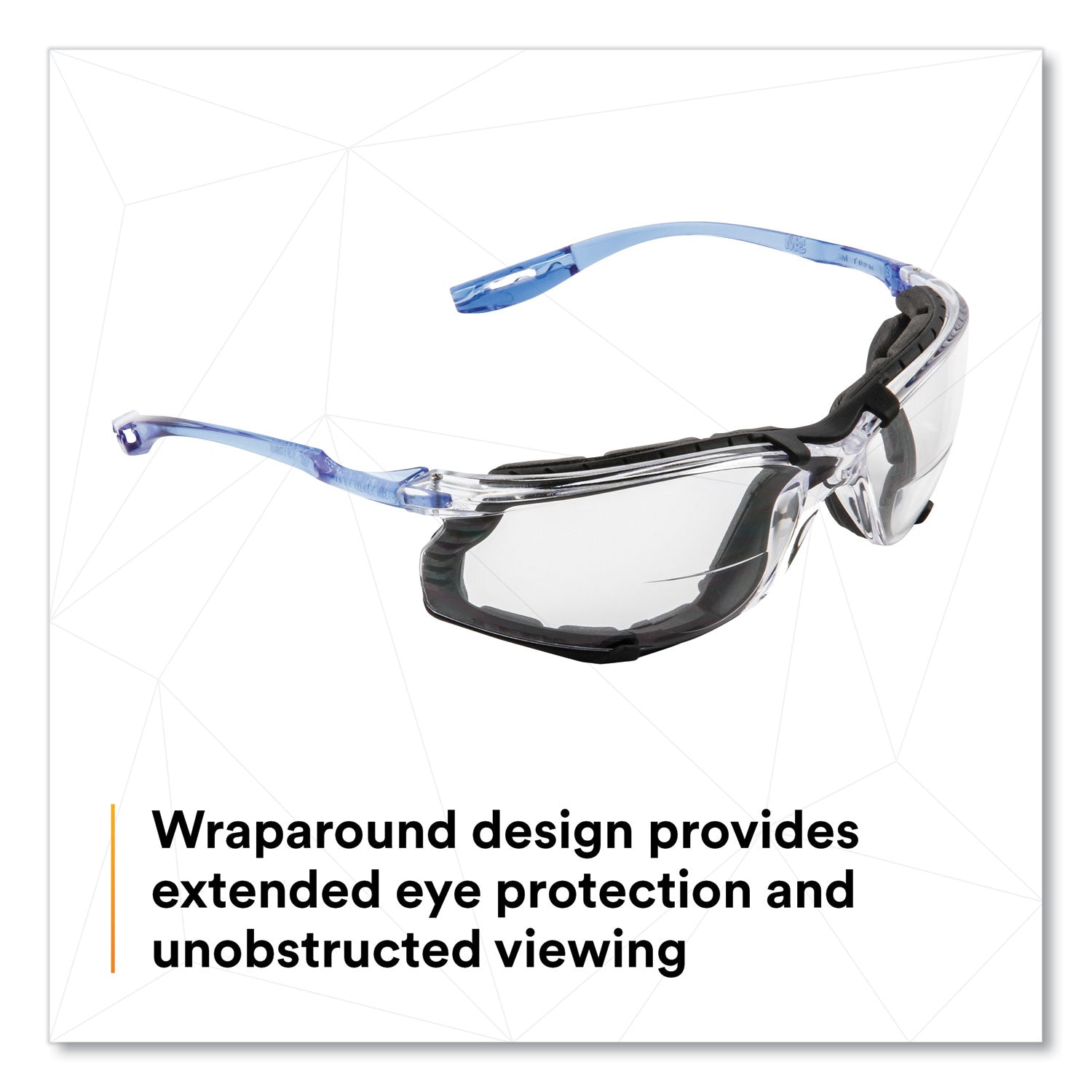 3M™ CCS Protective Safety Glasses with Foam Gasket - Blue Plastic Frame & Clear Polycarbonate Lens - Ideal for Construction, Lab Work, and DIY Projects