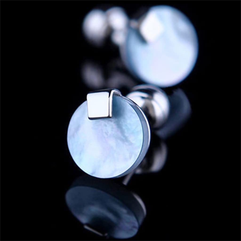 Premium Blue Shell Cufflinks for Men - Elegant Wedding Groom & Guest Shirt Accessories (16x15mm) - Perfect for Formal Events, Business Meetings & Special Occasions