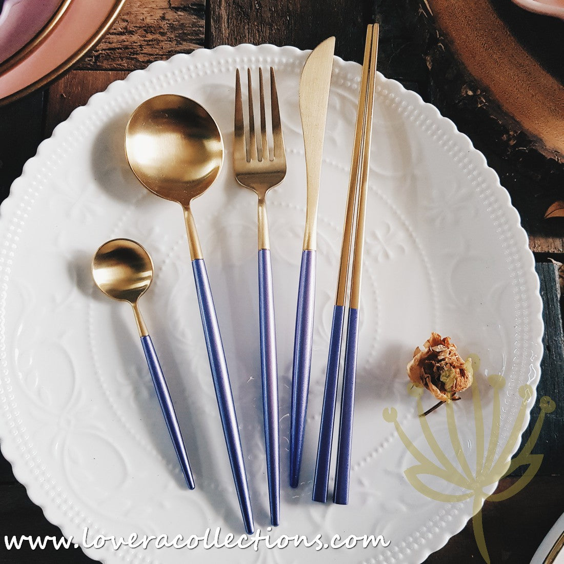 Premium 18/10 Stainless Steel Cutlery Set - Gold & Purple Luxury Flatware for 6 - Dishwasher Safe SS304 Silverware for Wedding, Dinner Party & Home Decor