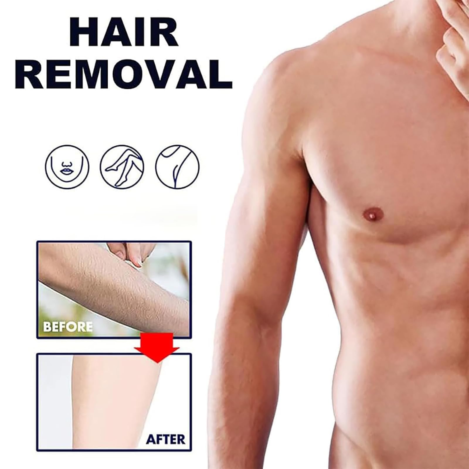 Natural Body Hair Removal Powder - Gentle & Effective Hair Remover with No Irritation | Smooth Skin for Legs, Arms & Bikini Area