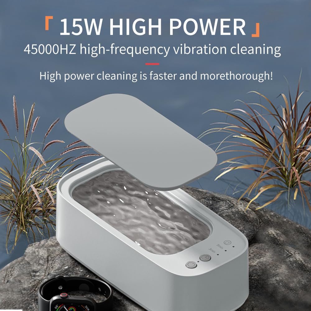 Ultrasonic Cleaner Machine - Portable & Lightweight with Touch Control, 3 Cleaning Modes for Jewelry, Watches, Glasses, Rings, Coins & Dentures | Perfect for Home, Office & Travel Use