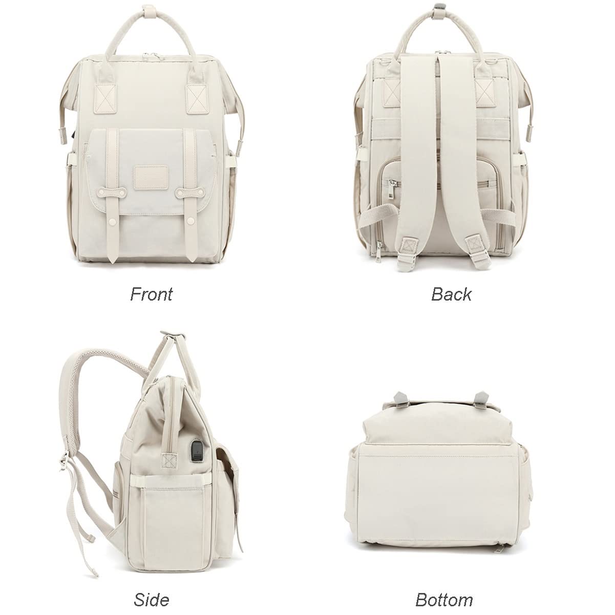 RETENA Diaper Backpack with USB Port & Insulated Pockets - Large Baby Bag for Moms (Beige) - Perfect for Travel & Outings