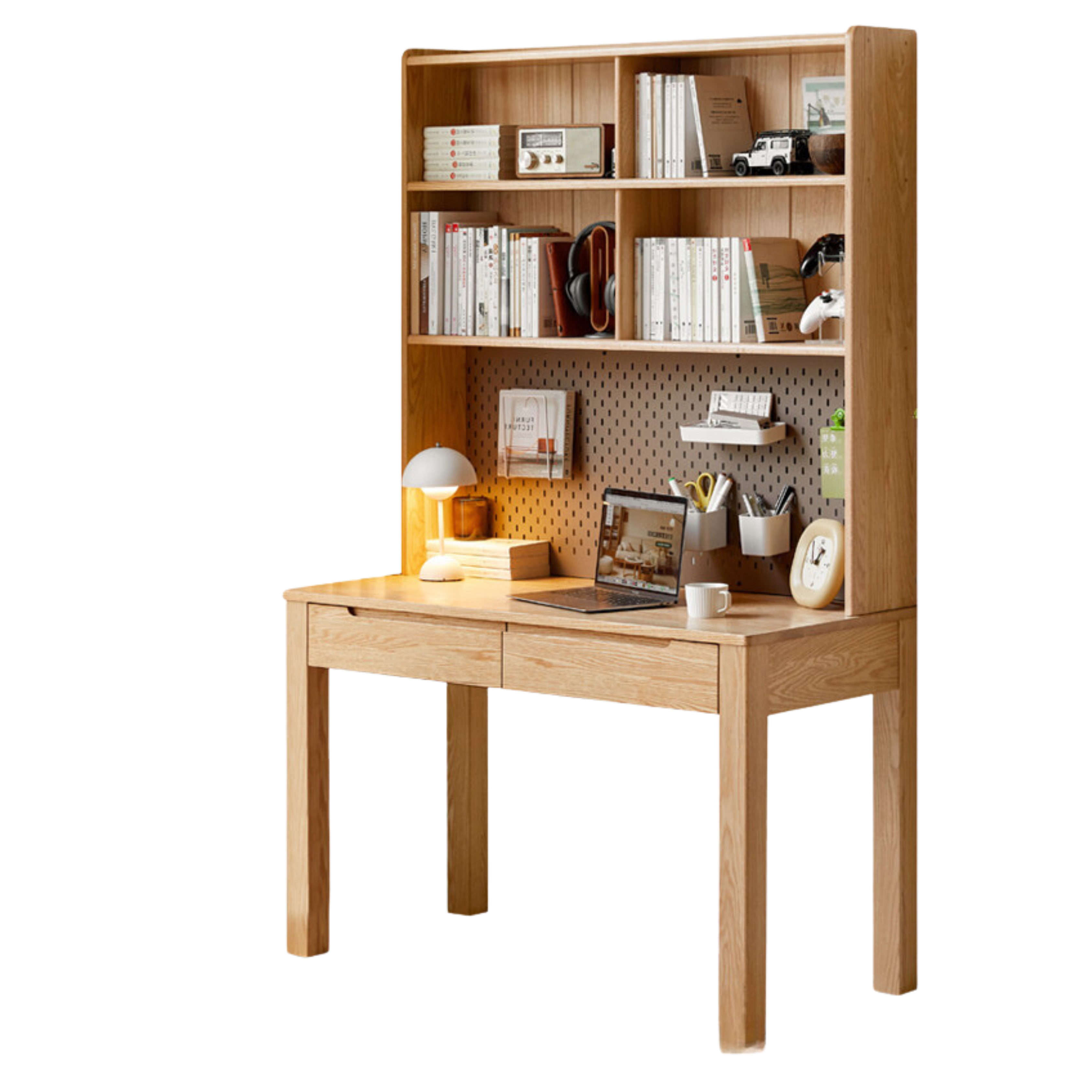 Premium Solid Wood Office Desk - Oak & Beech - Modern Home Office Furniture for Remote Work & Study